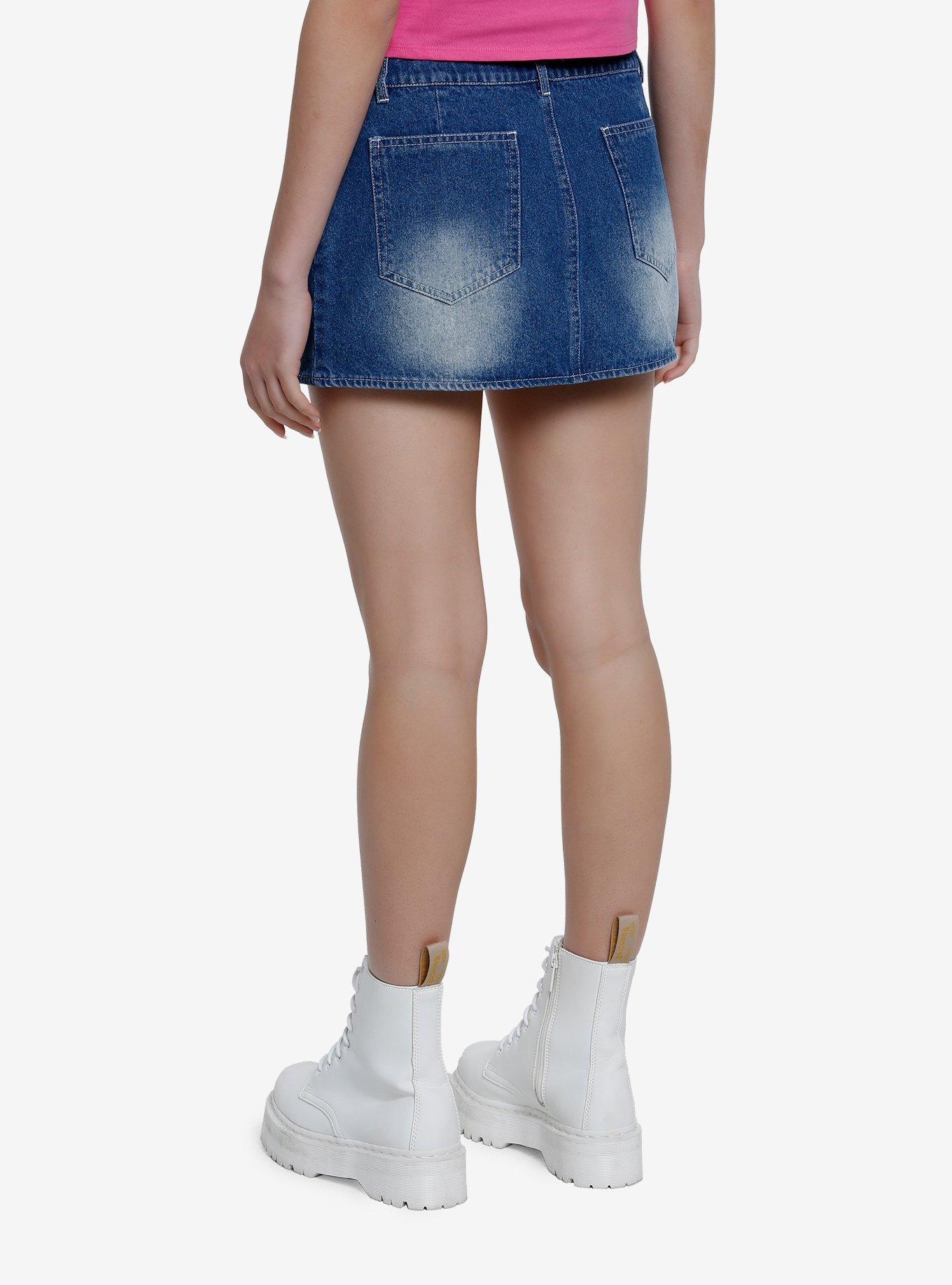 Blue Denim Mini Skirt, , hi-res