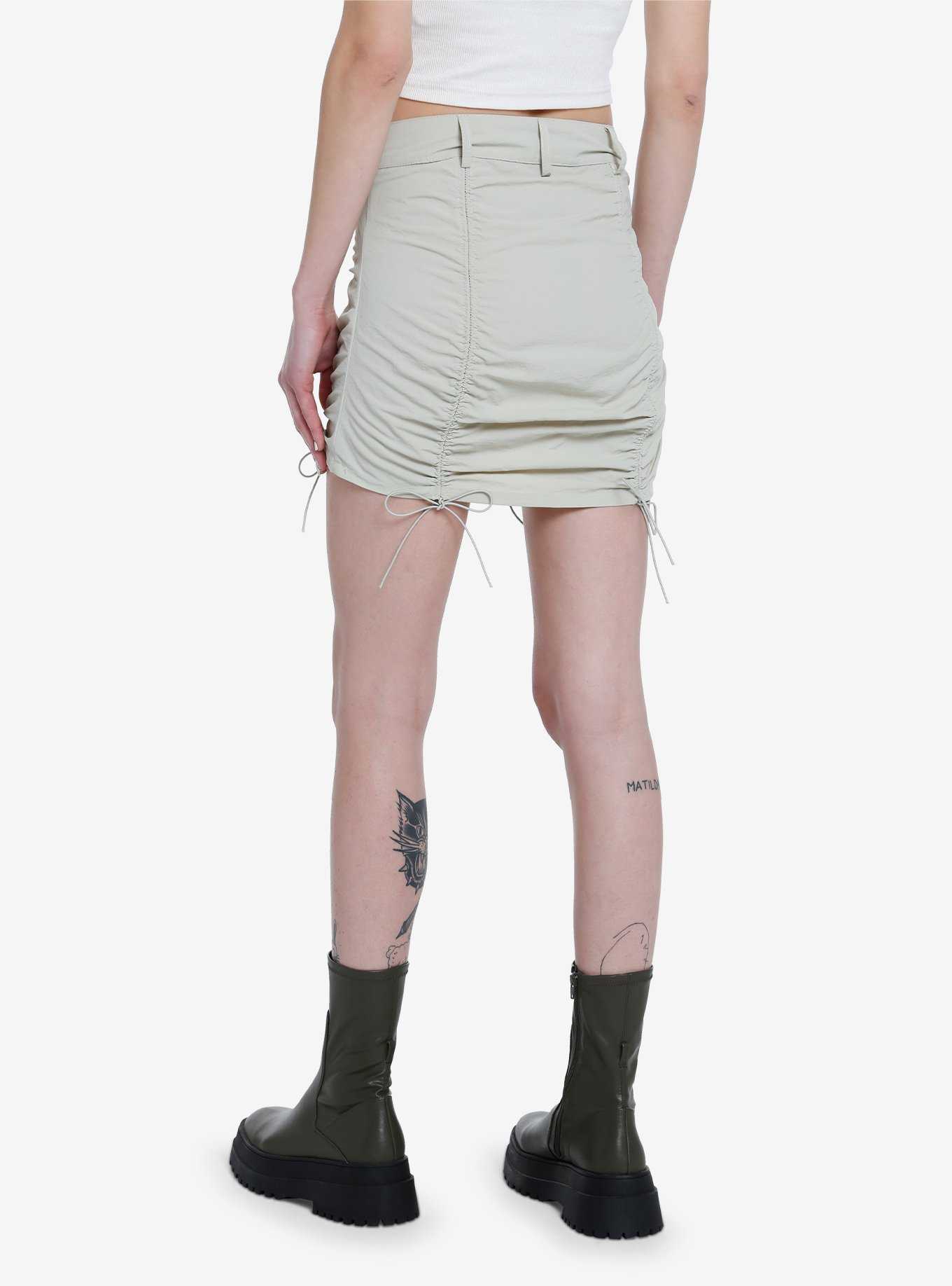 Tan Ruched Mini Skirt, , hi-res
