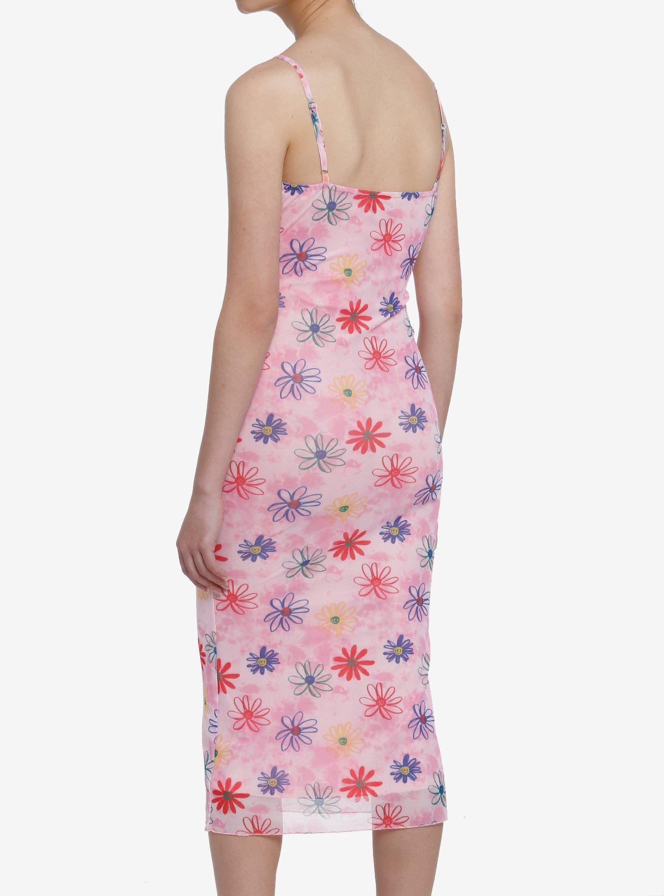Pink Floral Midi Dress, PINK, alternate