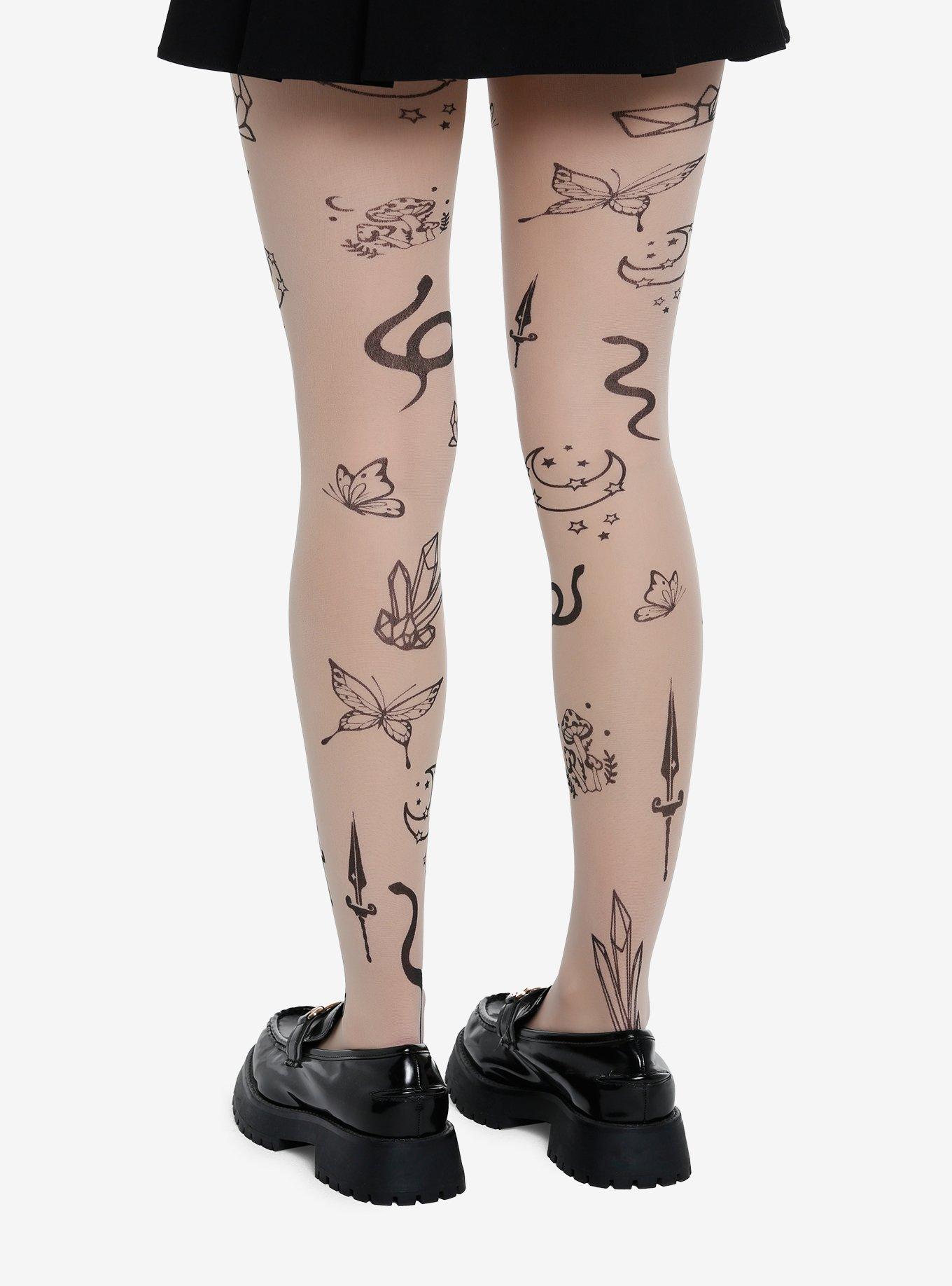 Tattoo Line Art Tights, , alternate