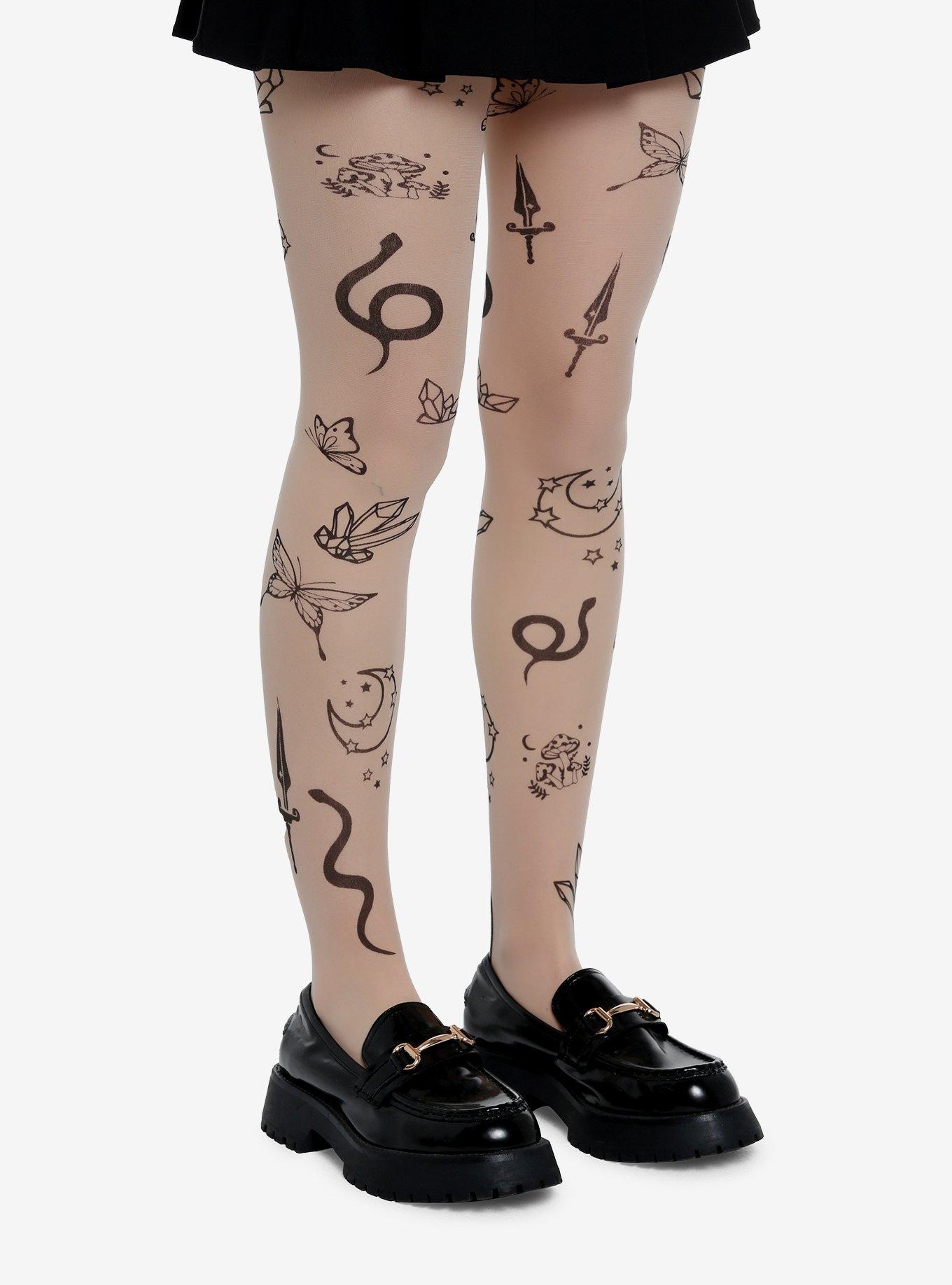 Tattoo Line Art Tights, , alternate