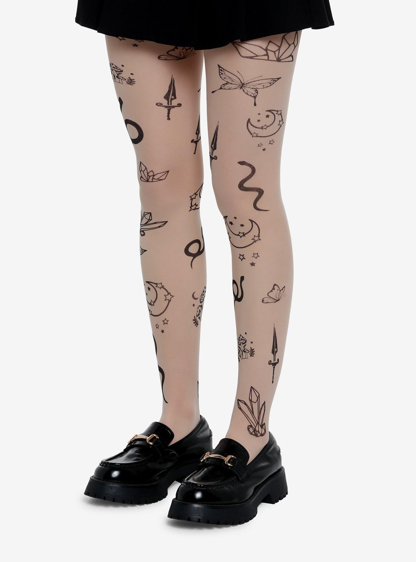 Tattoo Line Art Tights, , alternate