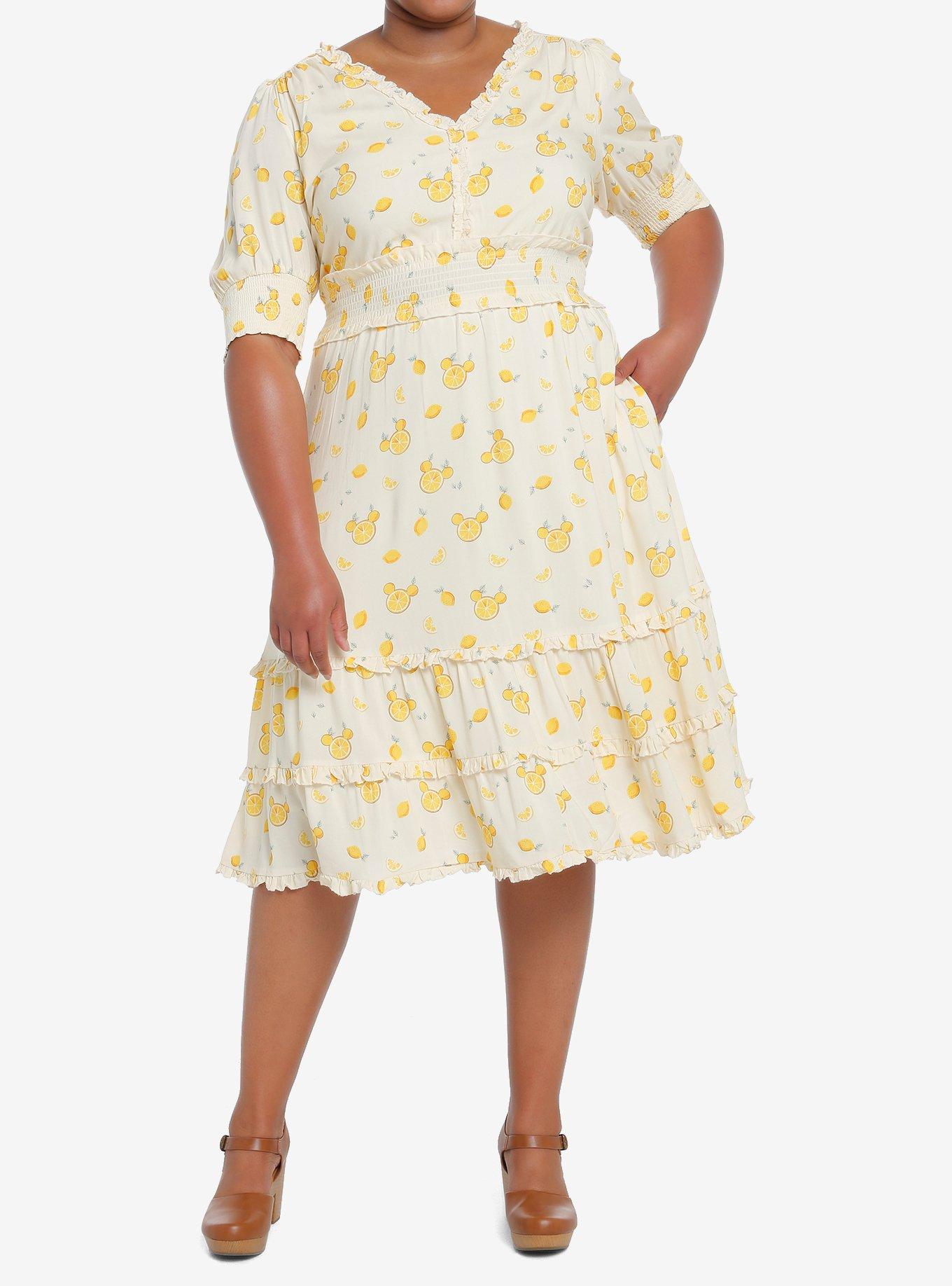 Her Universe Disney Mickey Mouse Lemon Midi Dress Plus Size Her Universe Exclusive, MULTI, alternate
