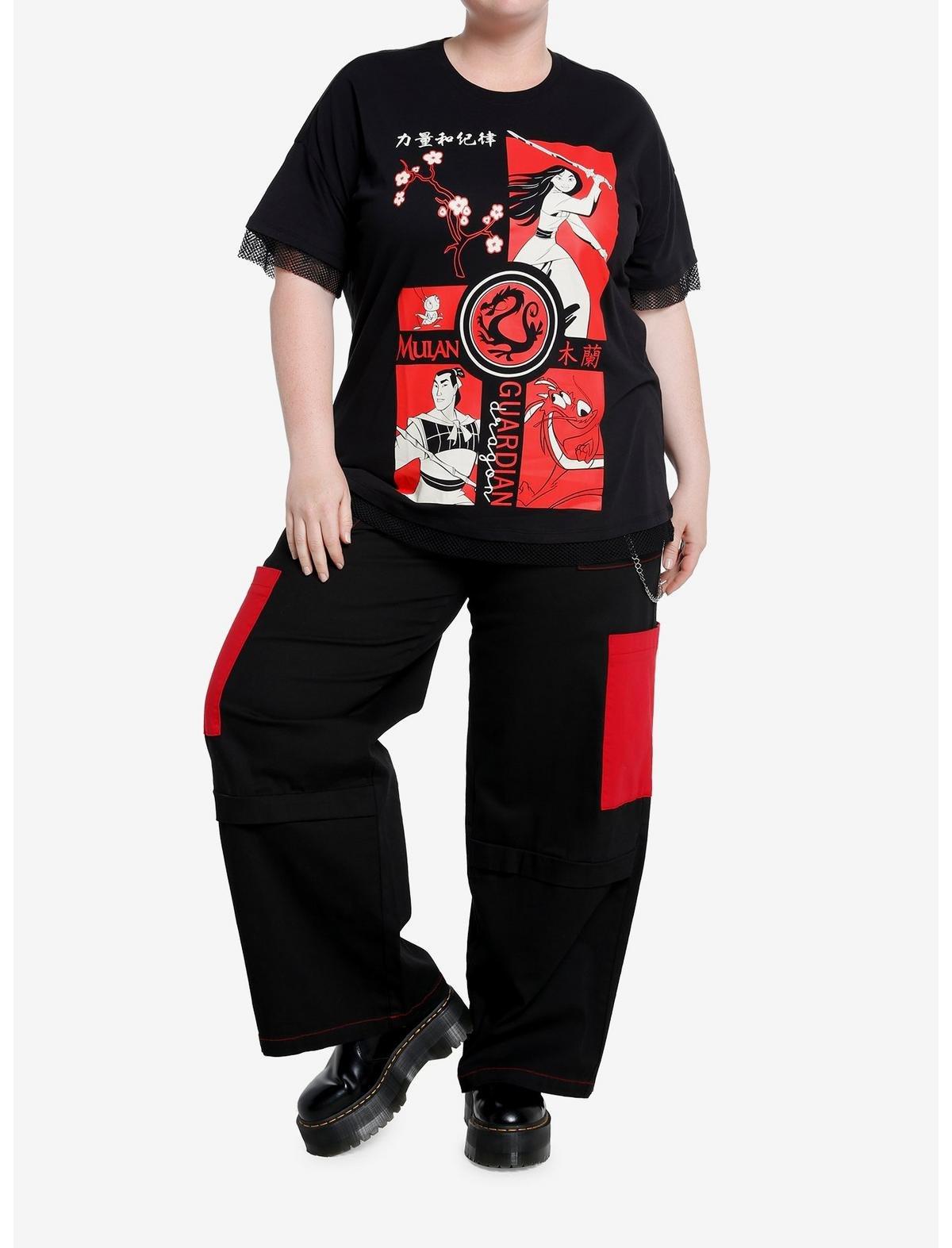 Disney Mulan Panel Mesh Oversized T-Shirt Plus Size, MULTI, alternate