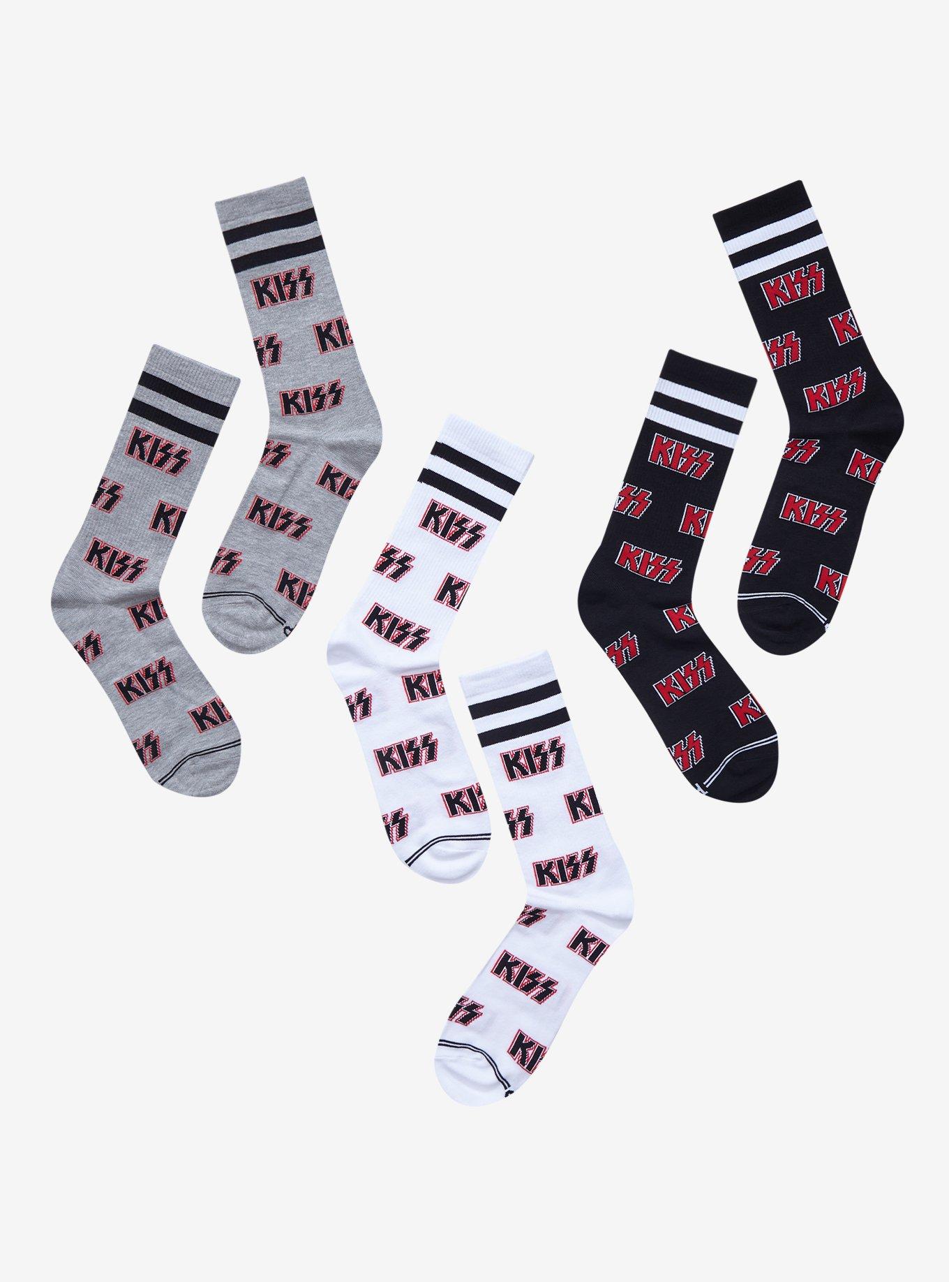 Kiss Logo Crew Socks 3 Pair, , alternate
