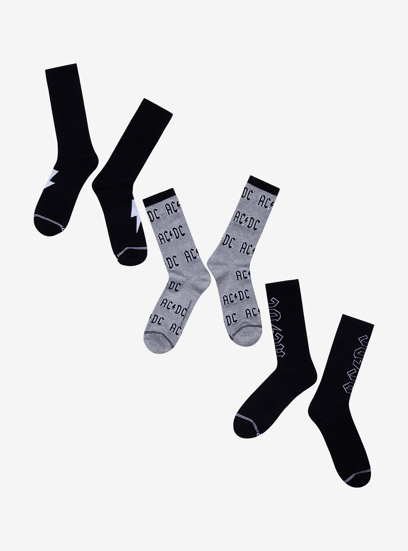 AC/DC Logo Crew Socks 3 Pair, , alternate
