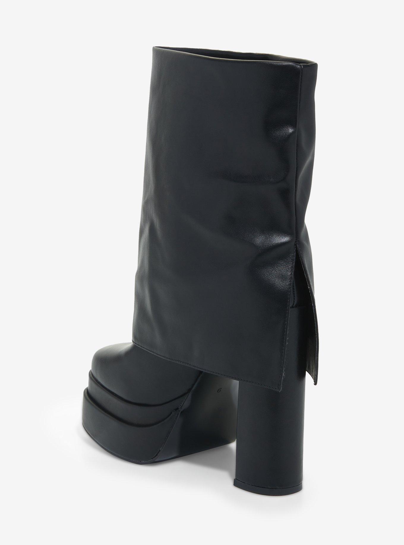 Azalea Wang Black Pullover Platform Boots, BLACK, alternate