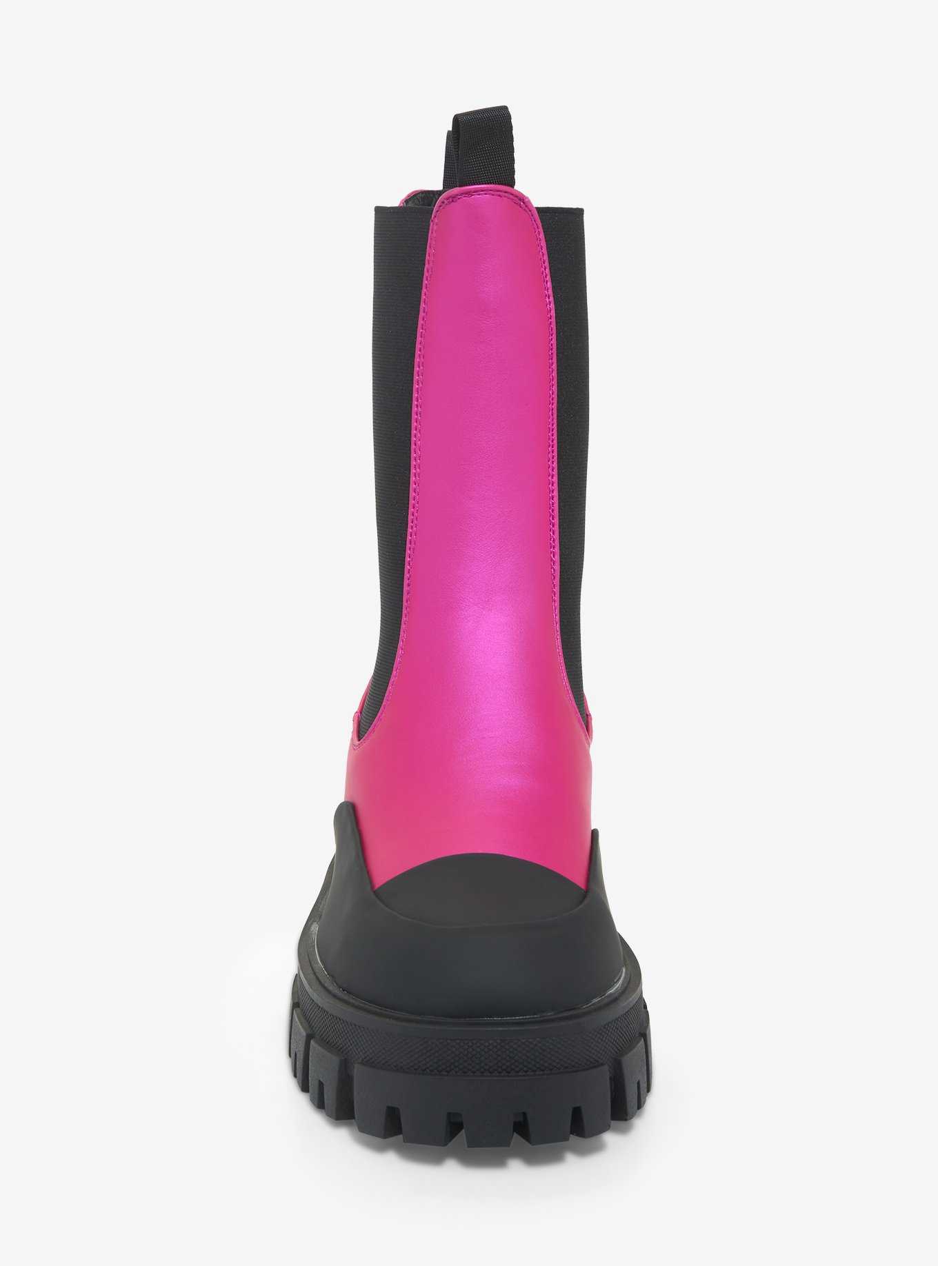 Azalea Wang Black & Pink Slip-On Combat Boots, , hi-res