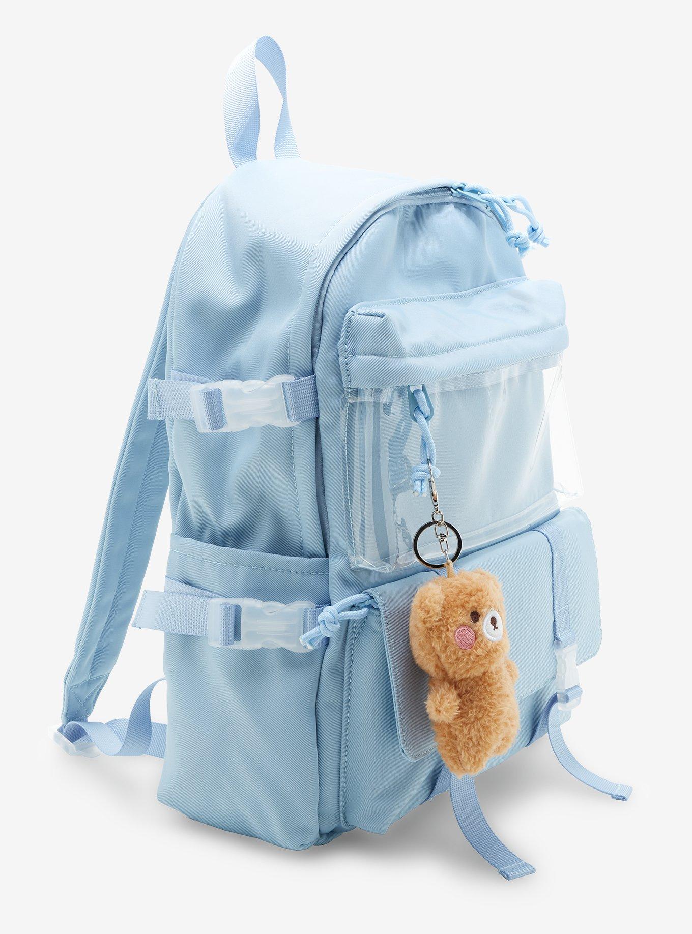 Pastel Blue Bear Plush Backpack, , alternate