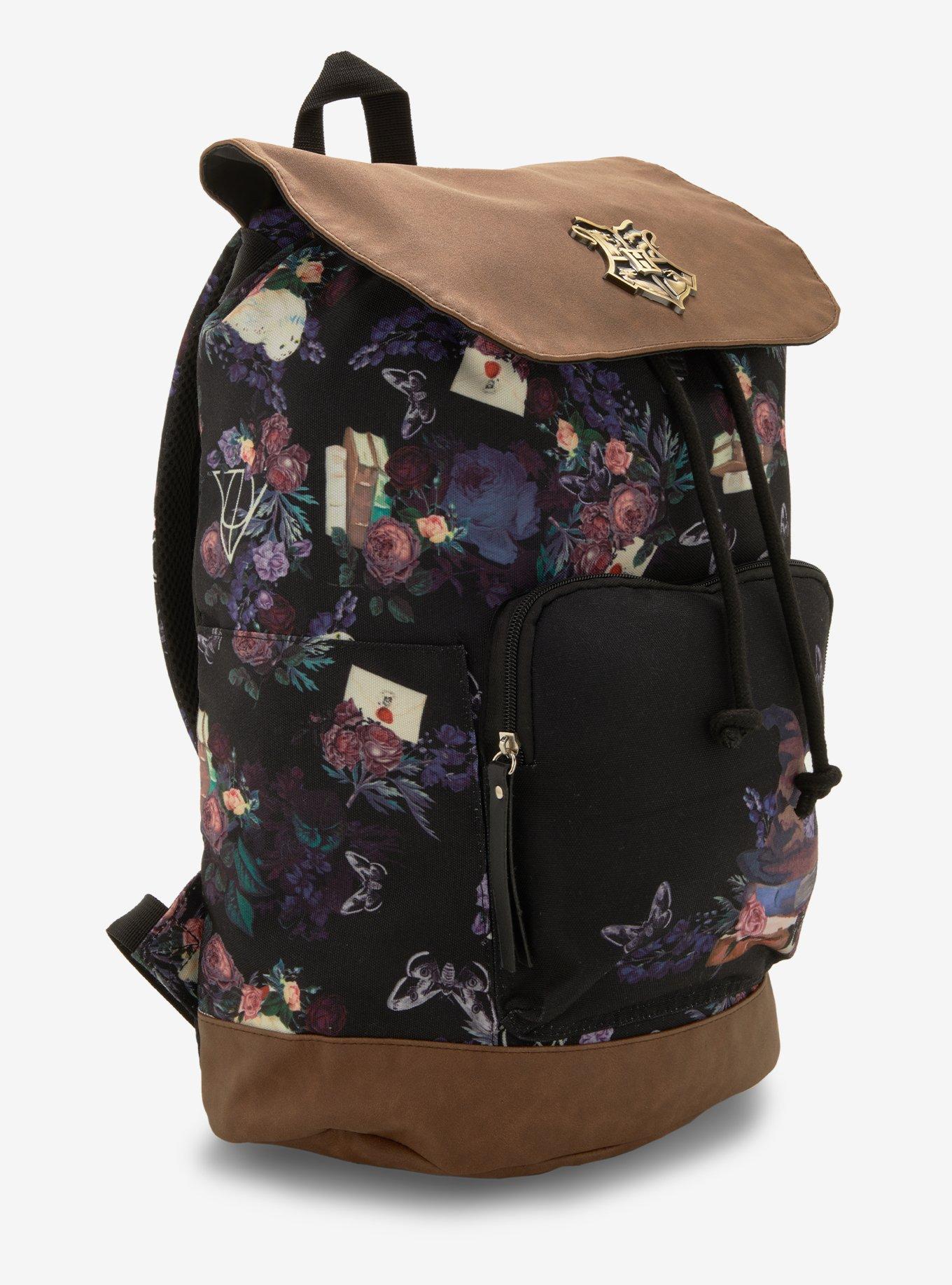Harry Potter Dark Floral Icon Slouch Backpack, , alternate