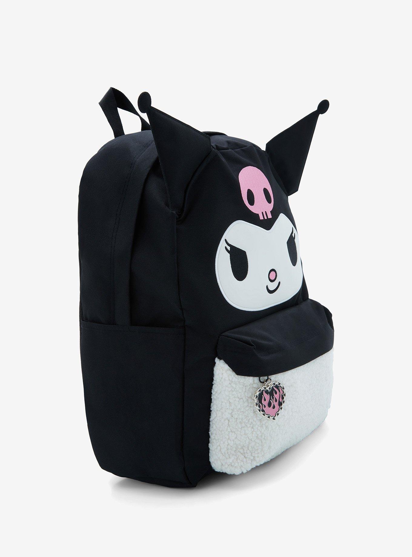 Kuromi Face Fuzzy Backpack, , alternate