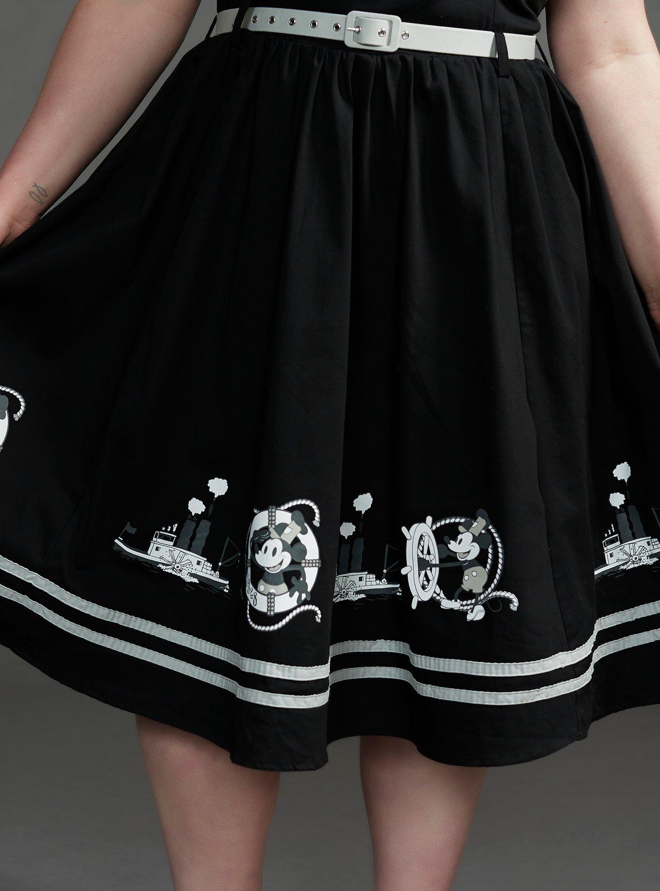 Her Universe Disney Steamboat Willie Sailor Dress Plus Size Her Universe Exclusive, BLACK  WHITE, alternate