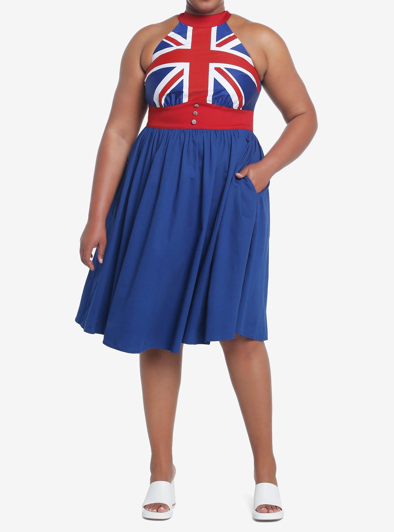 Her Universe Marvel Captain Carter Halter Dress Plus Size Her Universe Exclusive, , hi-res