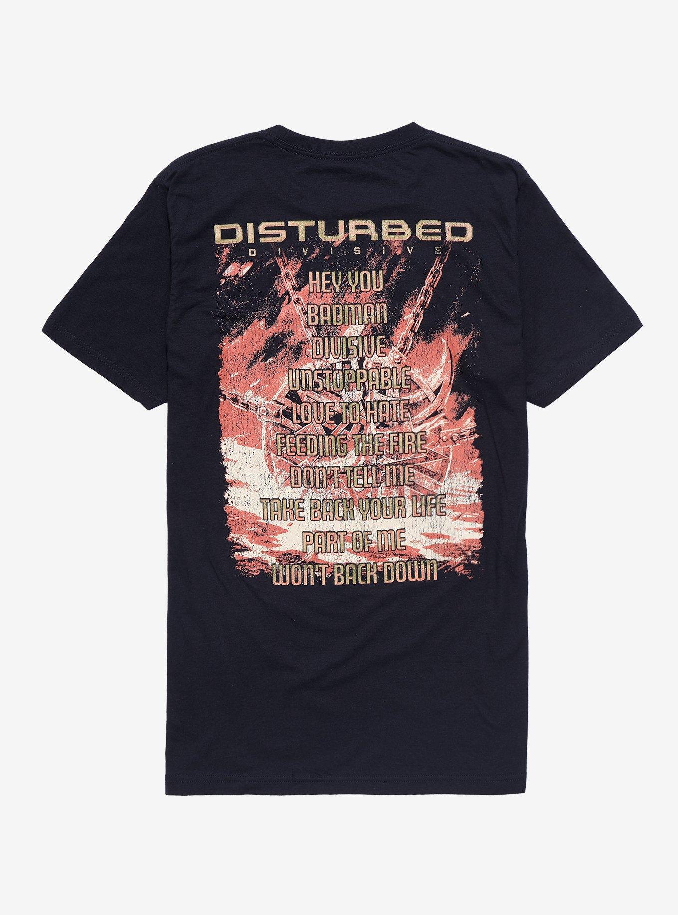Disturbed Divisive Album Cover Tracklisting T-Shirt, BLACK, alternate