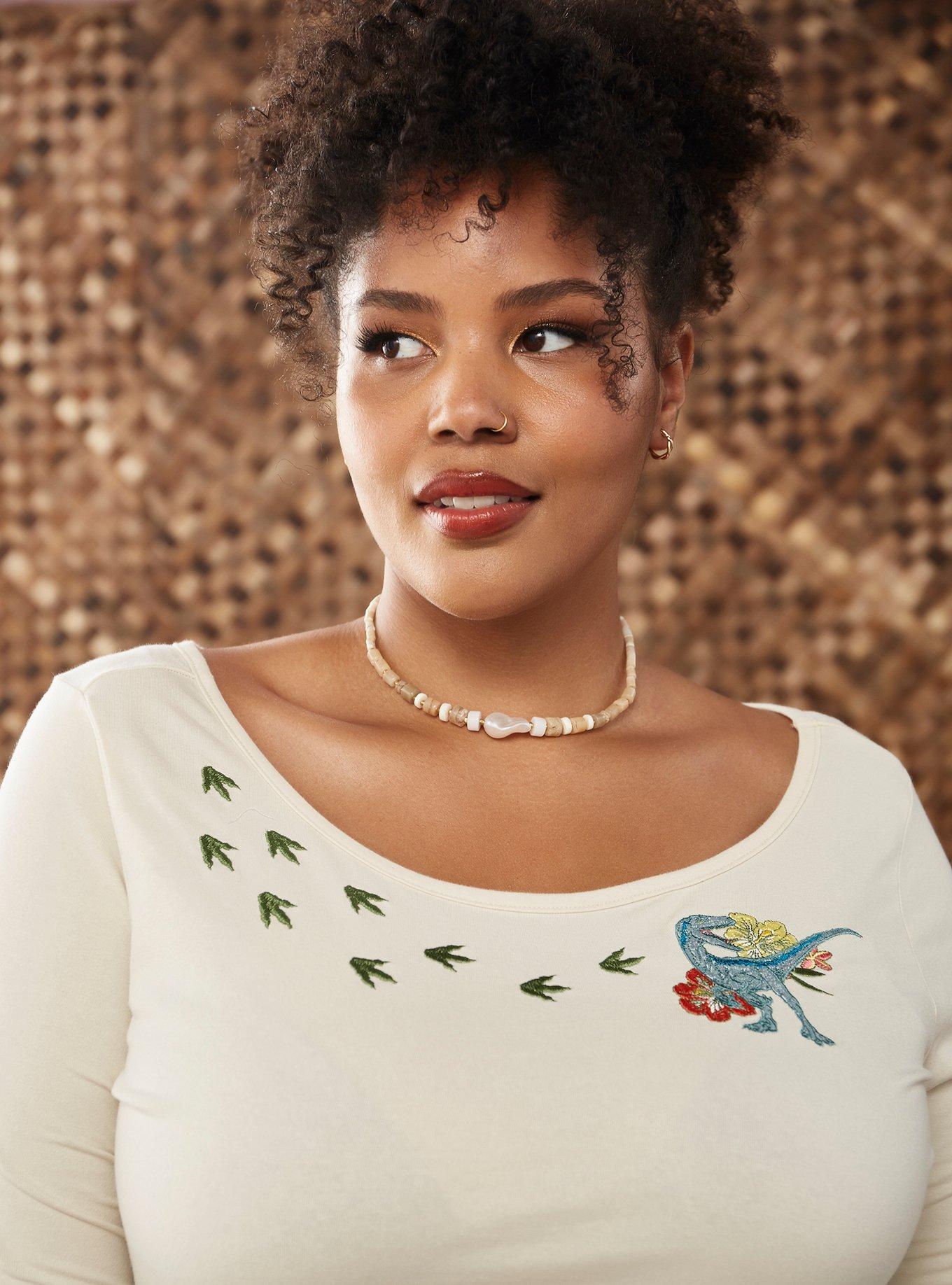 Her Universe Jurassic World Blue Embroidery Top Plus Size Her Universe Exclusive, MULTI, alternate