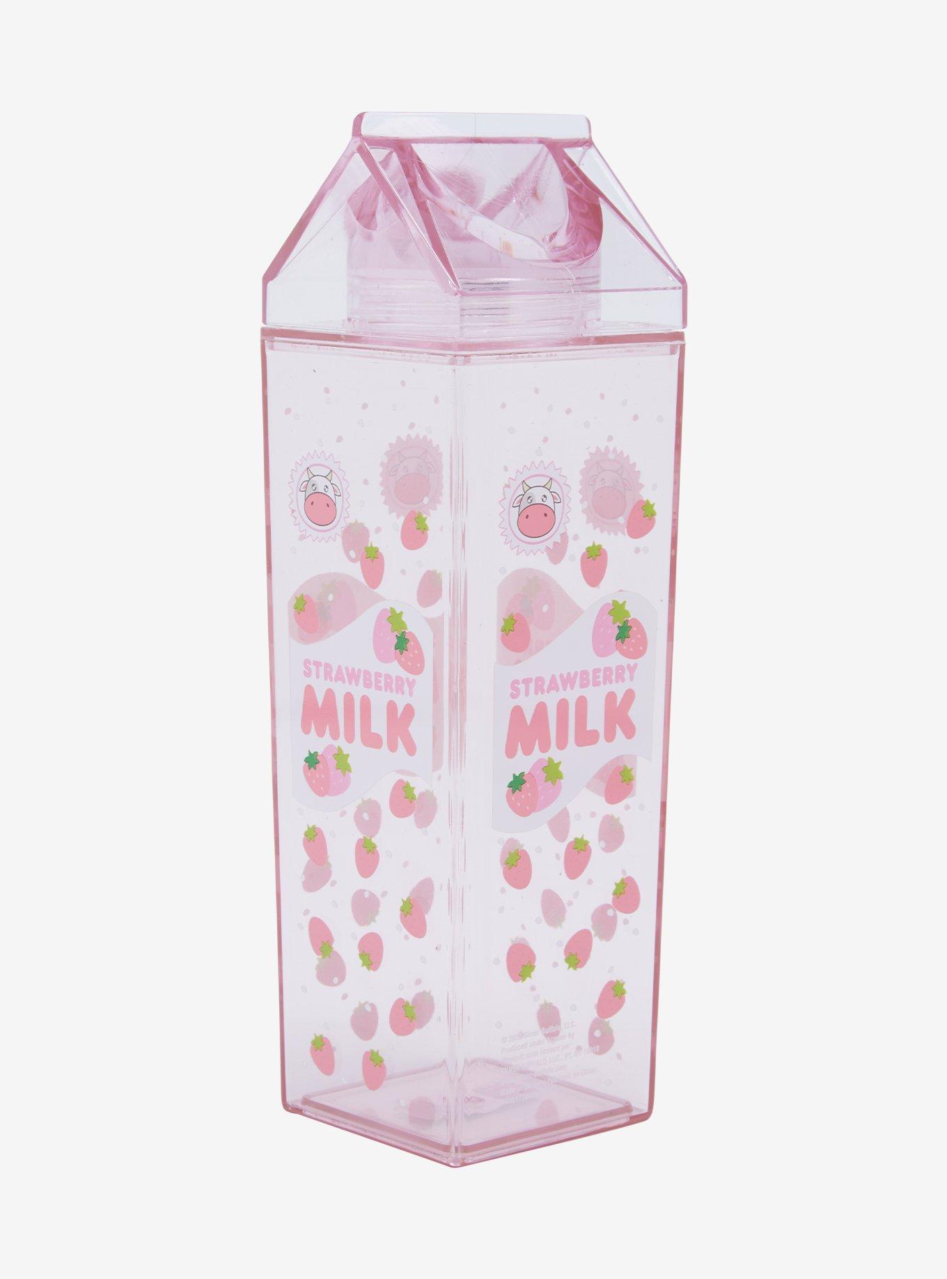 Strawberry Milk Allover Print Milk Carton Water Bottle, , alternate