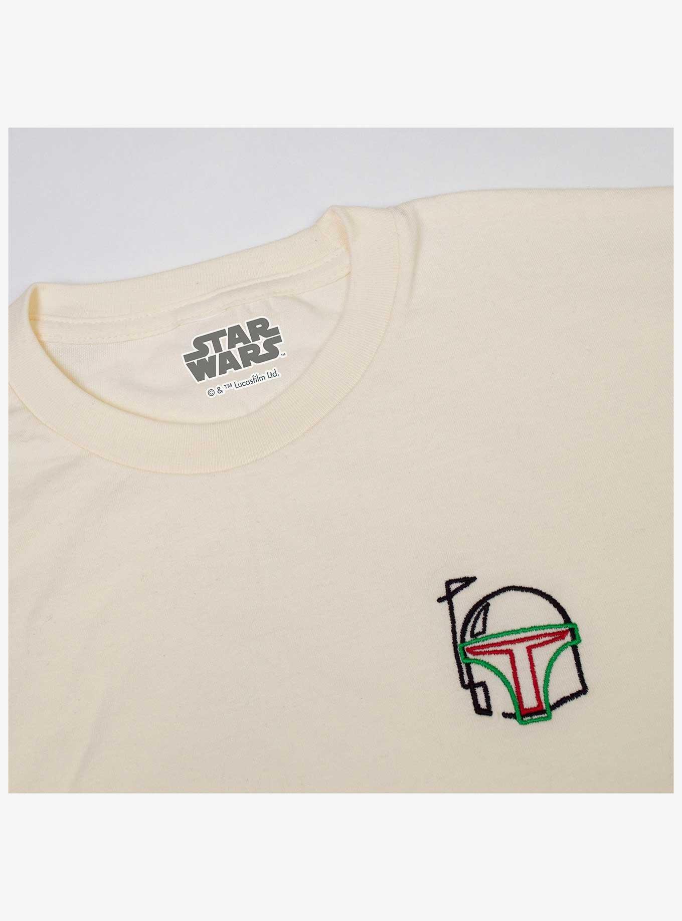 Star Wars Embroidered Boba Fett Helmet T-Shirt, NATURAL, alternate
