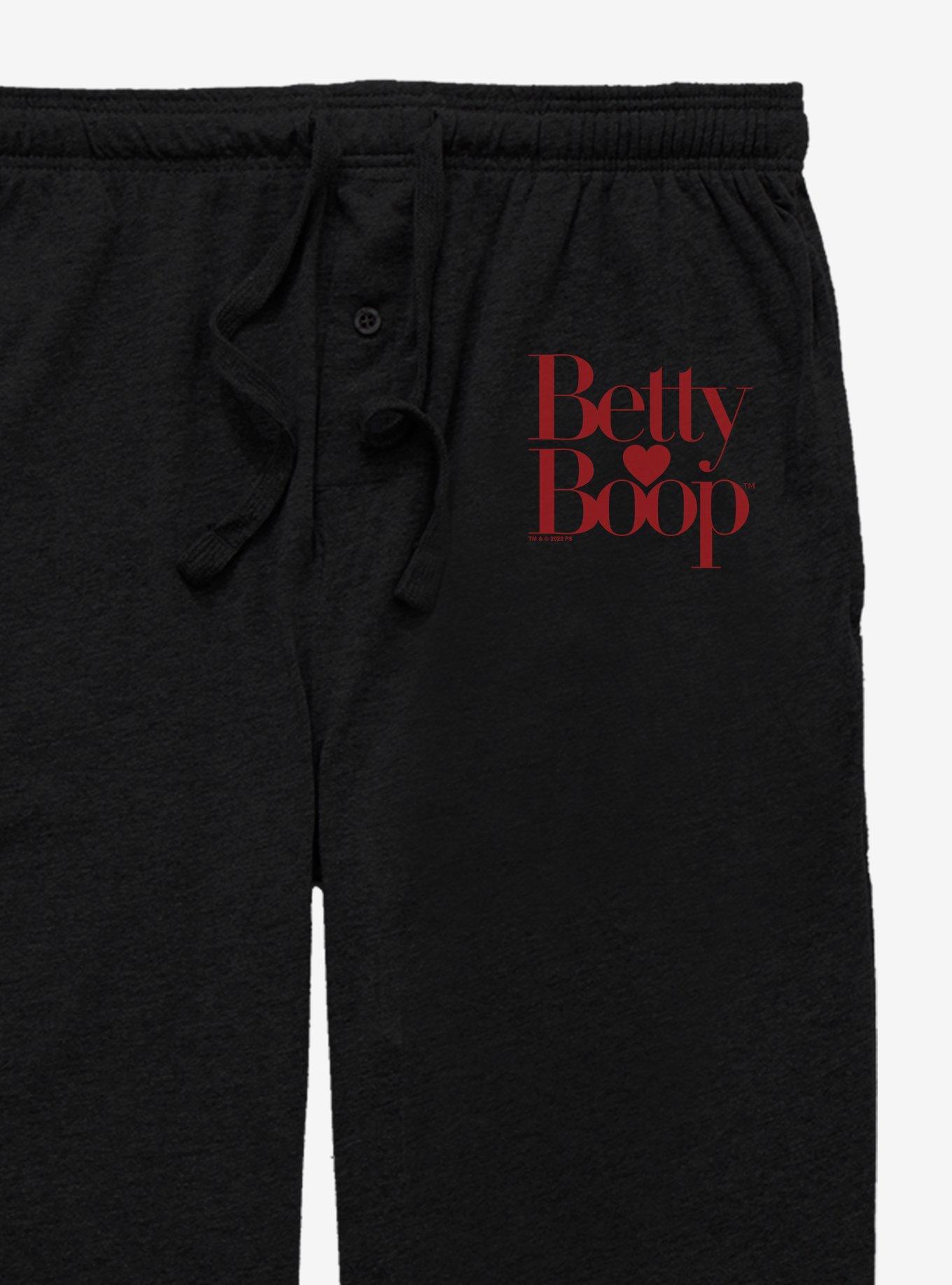 Betty Boop Heart Logo Pajama Pants, BLACK, alternate