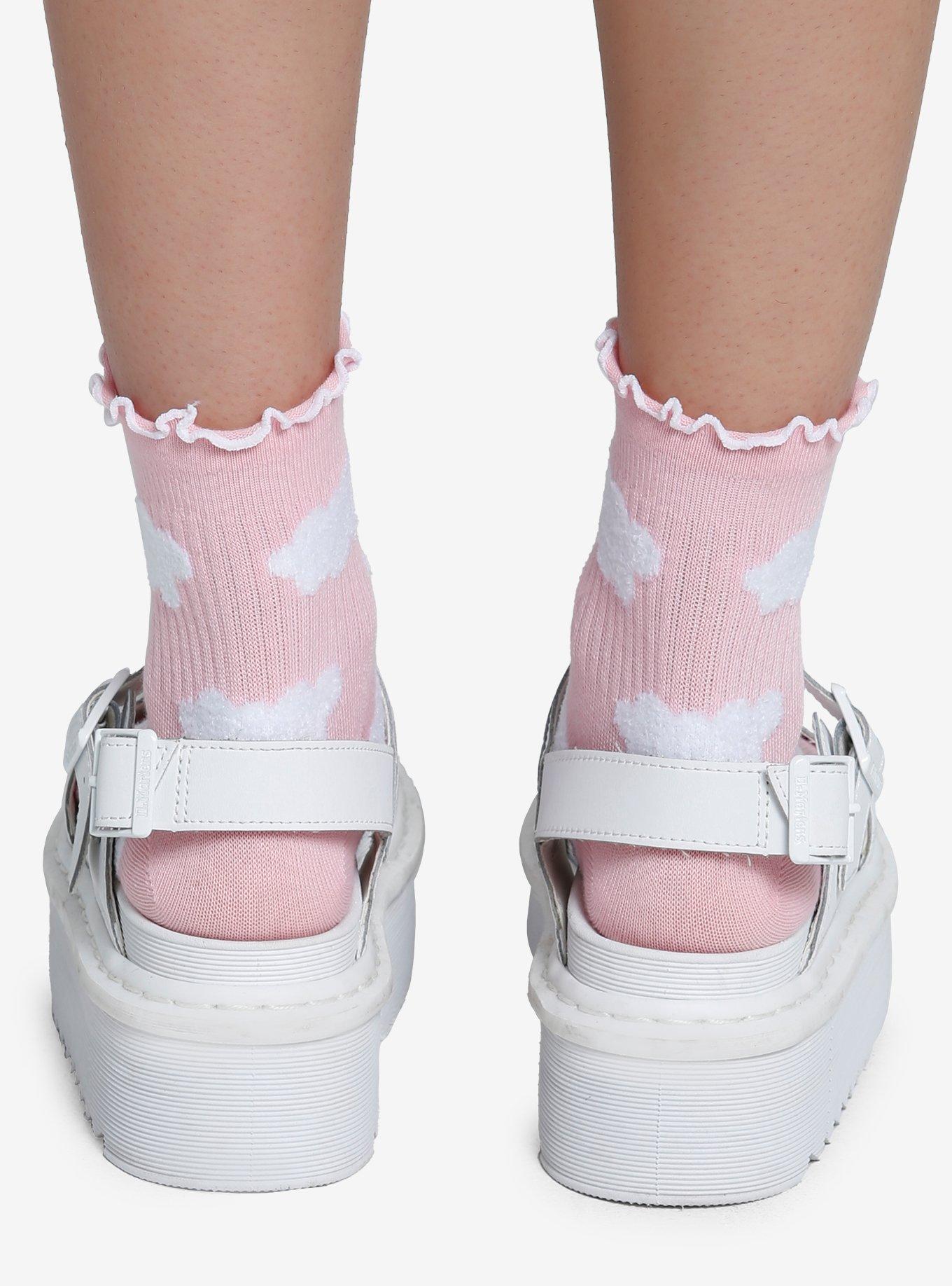 Pink Cloud Lettuce Trim Ankle Socks, , alternate