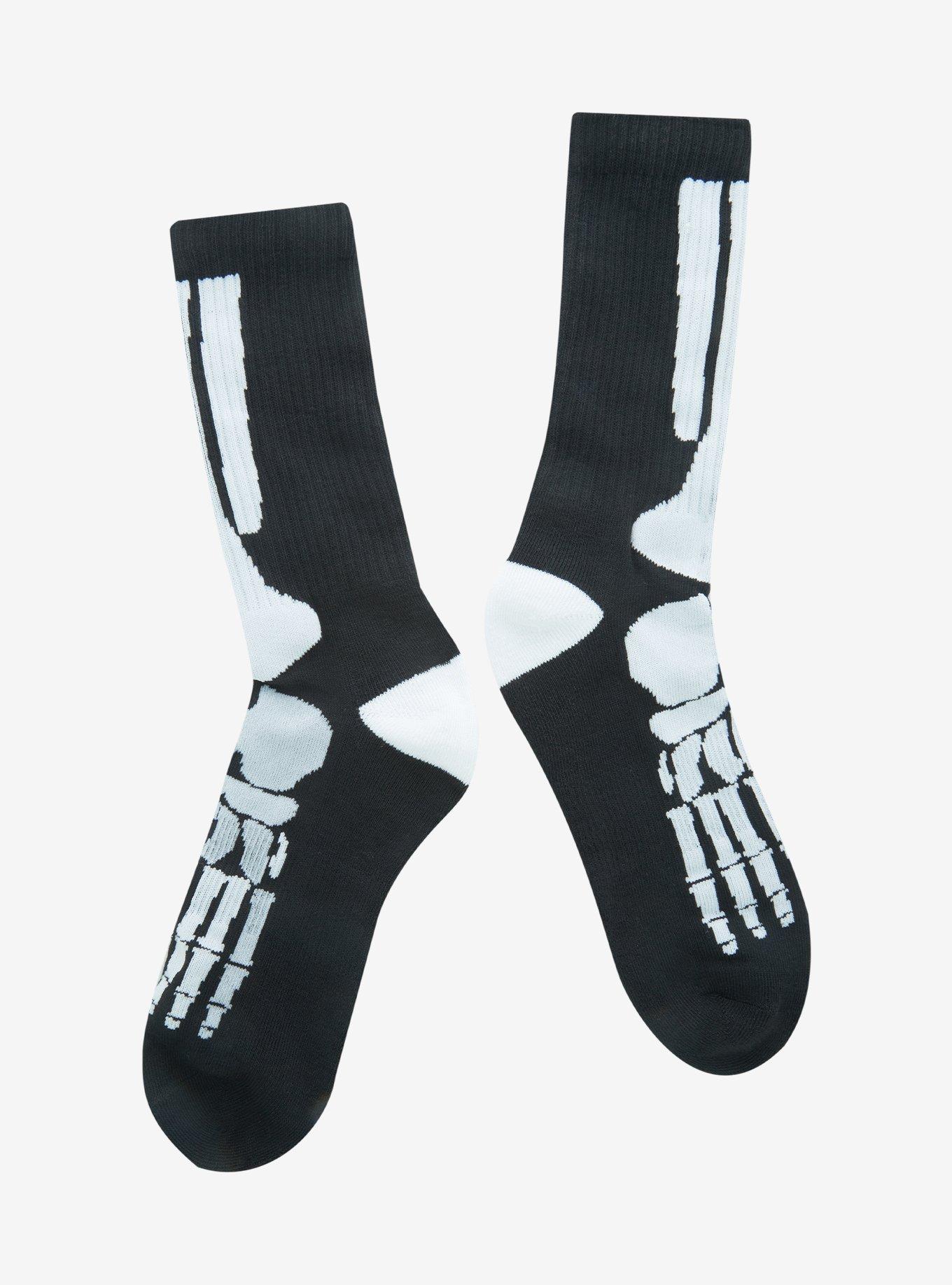 Skeleton Feet Crew Socks, , alternate