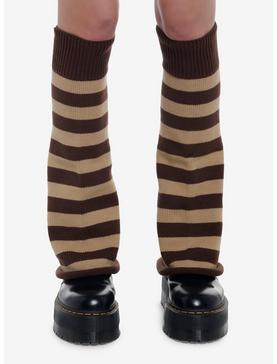Brown Stripe Knit Legwarmers, , hi-res