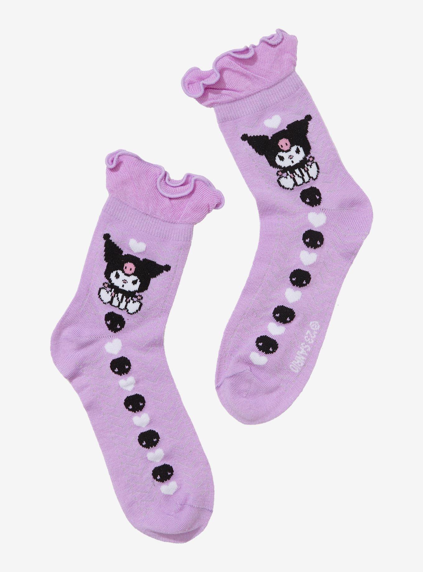 Kuromi Textured Ruffle Ankle Socks, , alternate