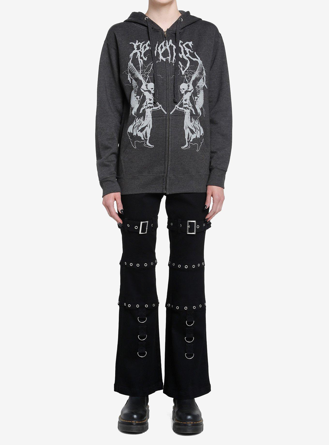 Social Collision Revenge Winged Reapers Girls Hoodie, BLACK  CHARCOAL, alternate