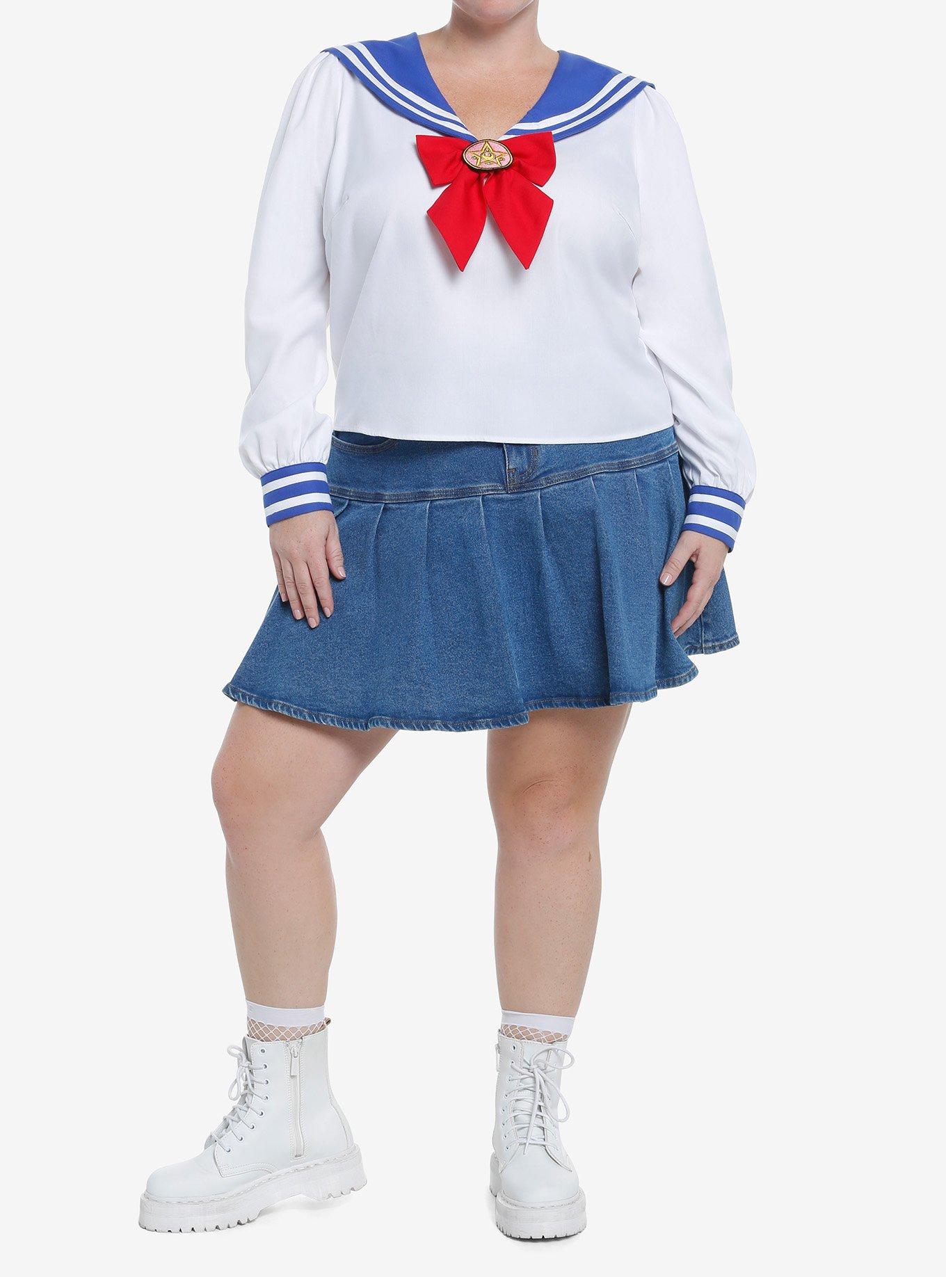 Pretty Guardian Sailor Moon Usagi School Uniform Long-Sleeve Top Plus Size, MULTI, alternate