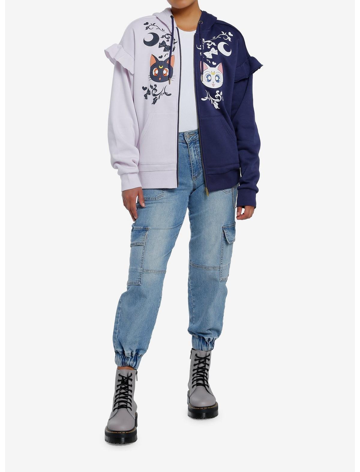 Pretty Guardian Sailor Moon Luna & Artemis Split Hoodie, MULTI, alternate