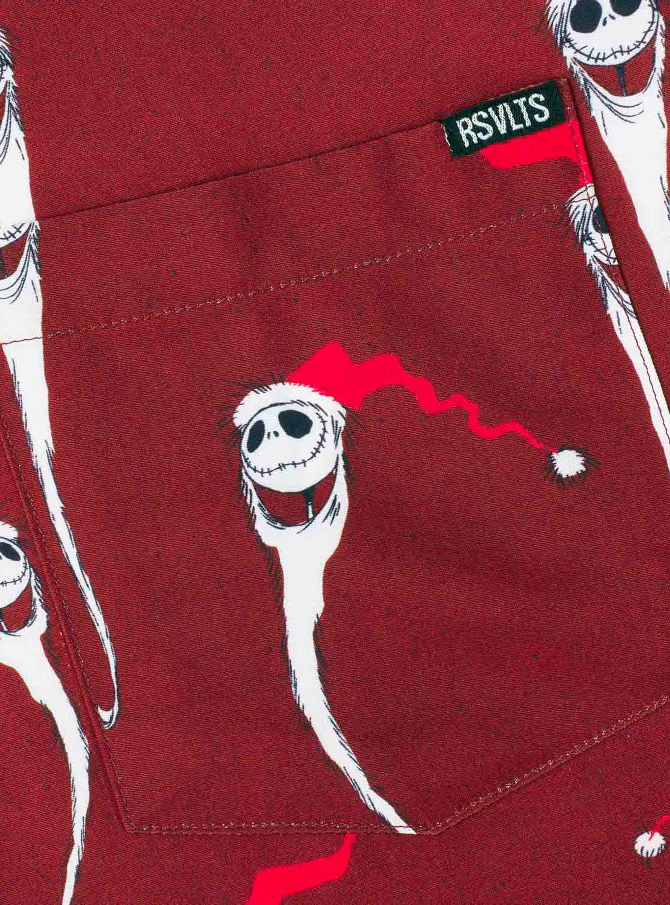 RSVLTS Disney Nightmare Before Christmas "Festive Jack" KUNUFLEX Short Sleeve Shirt, RED, alternate