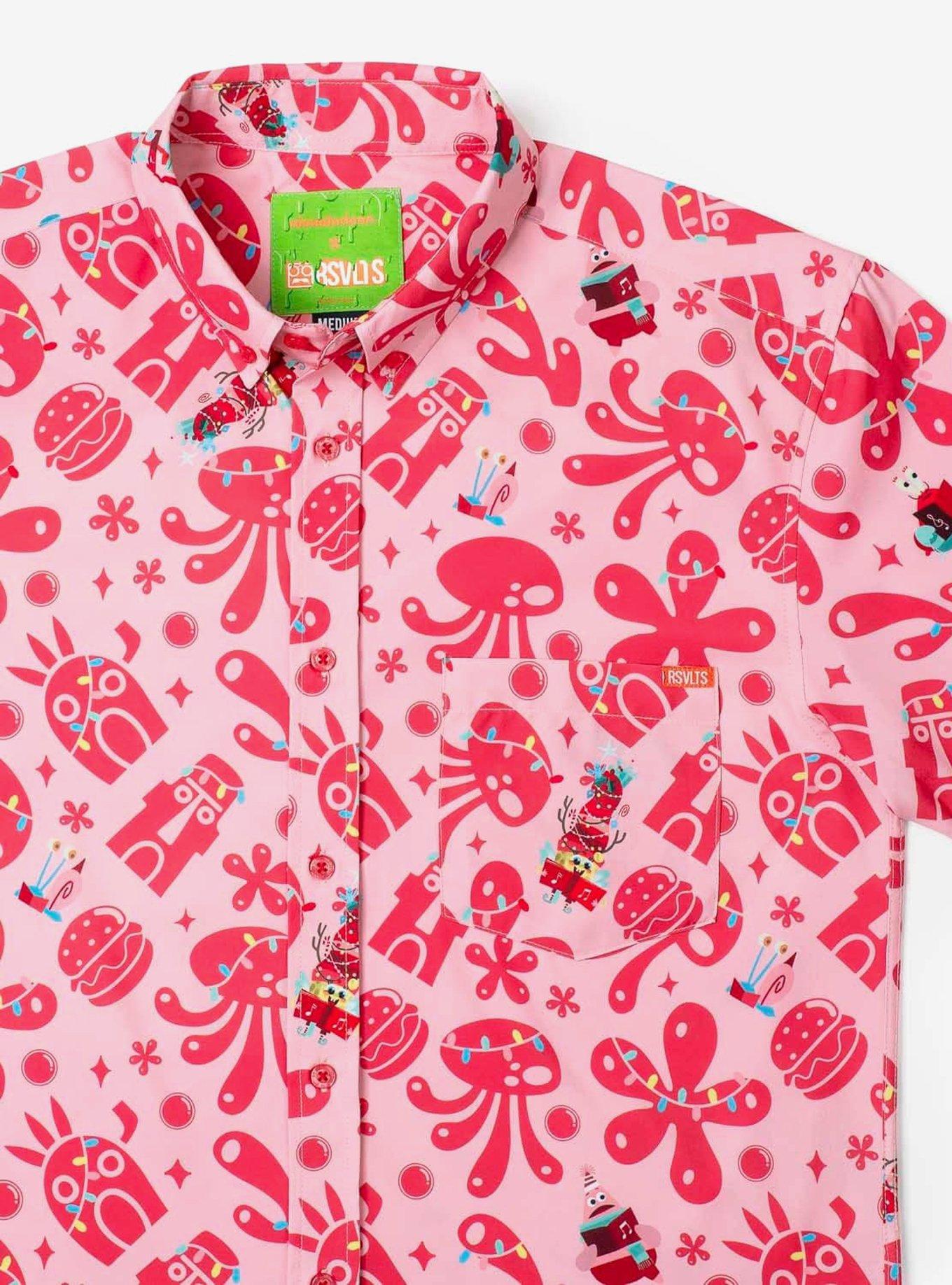 RSVLTS SpongeBob SquarePants "HollyBob JinglePants" KUNUFLEX Short Sleeve Shirt, RED, alternate