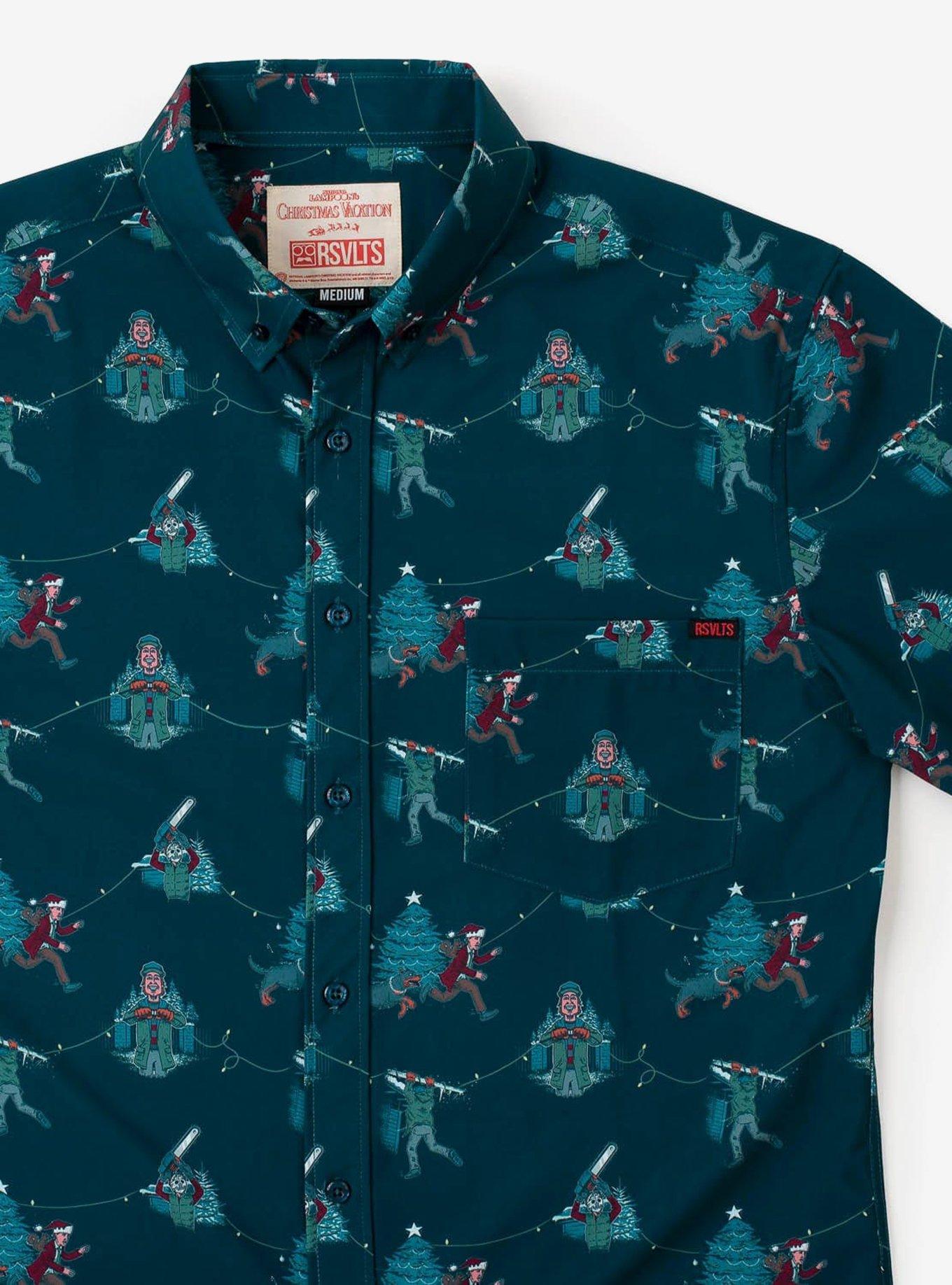 RSVLTS National Lampoon's Christmas Vacation "Joy To The World" KUNUFLEX Short Sleeve Shirt, BLUE, alternate