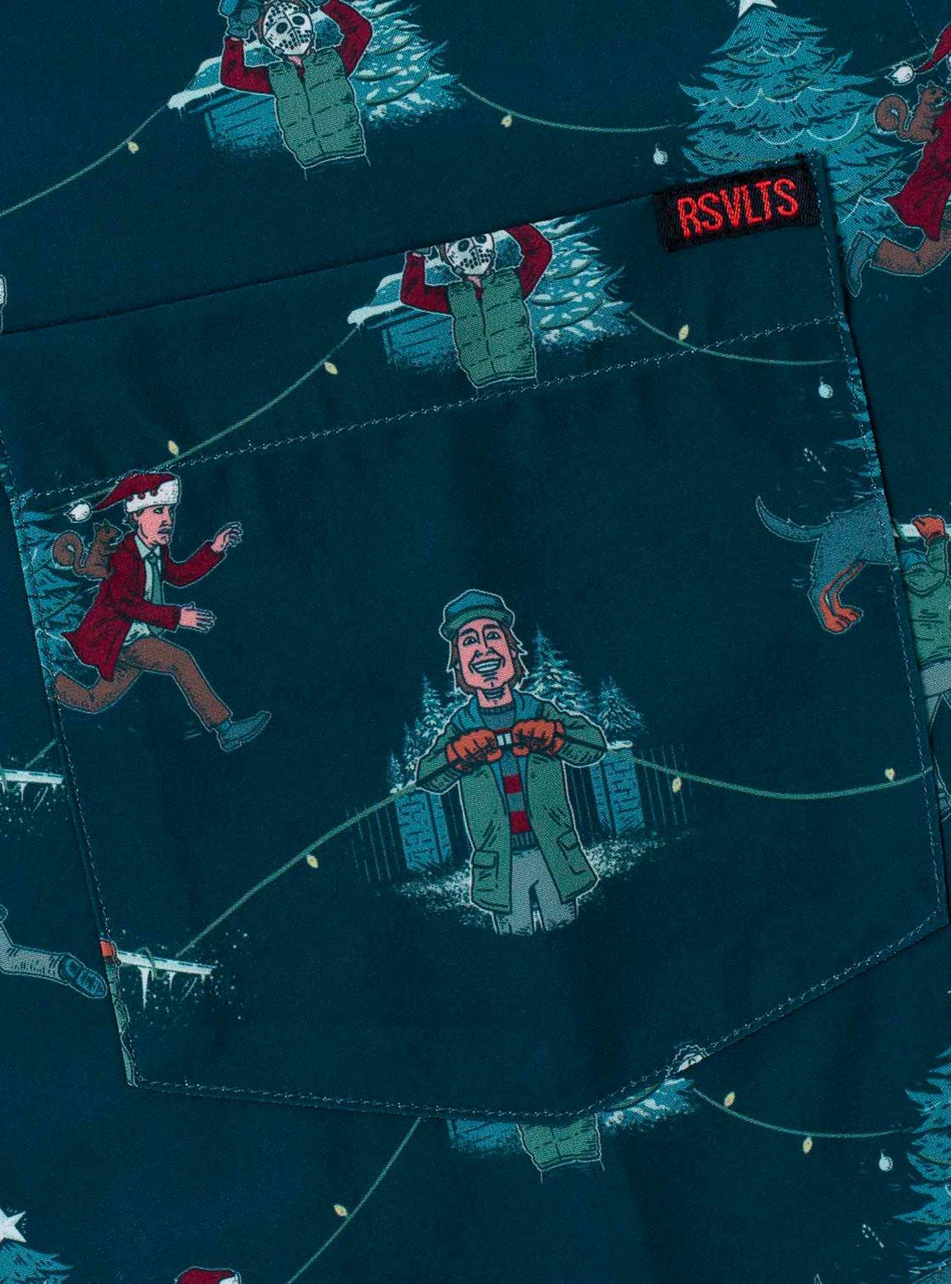 RSVLTS National Lampoon's Christmas Vacation "Joy To The World" KUNUFLEX Short Sleeve Shirt, BLUE, alternate