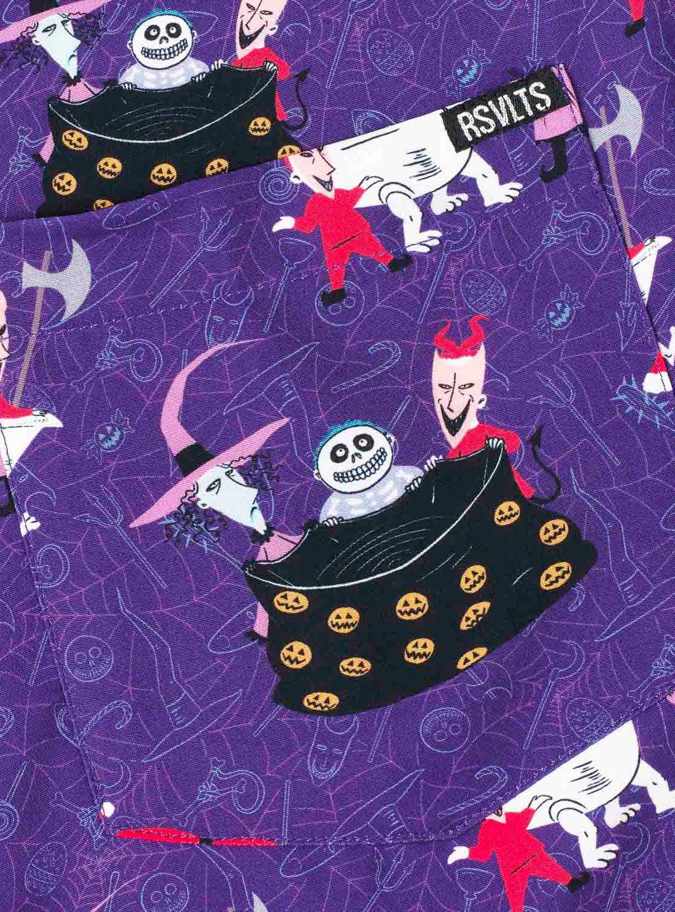 RSVLTS Disney Nightmare Before Christmas "Get Sandy Claws" KUNUFLEX Short Sleeve Shirt, PURPLE, alternate