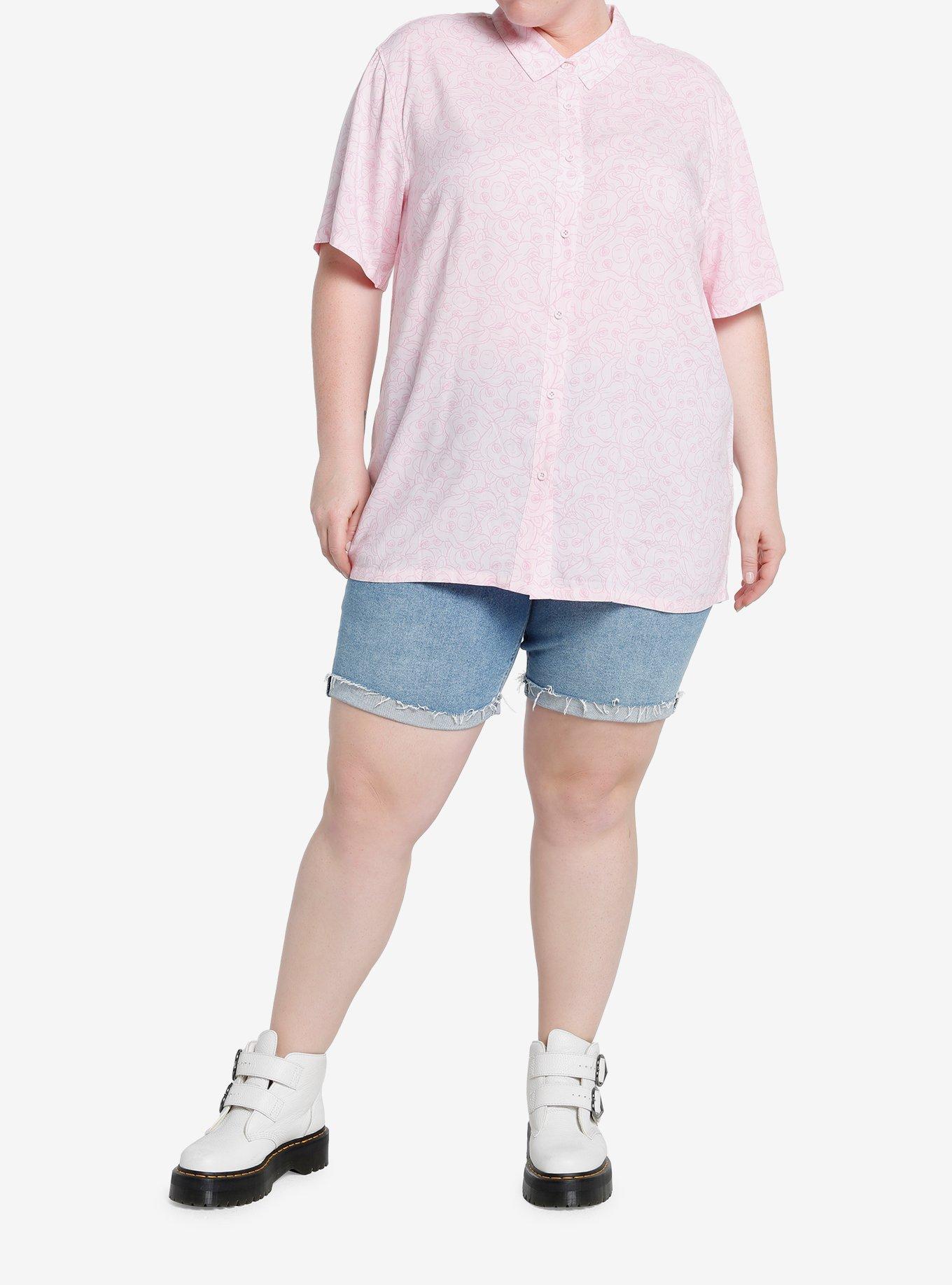 Disney The Muppets Miss Piggy Girls Oversized Woven Button-Up Plus Size, PINK, alternate