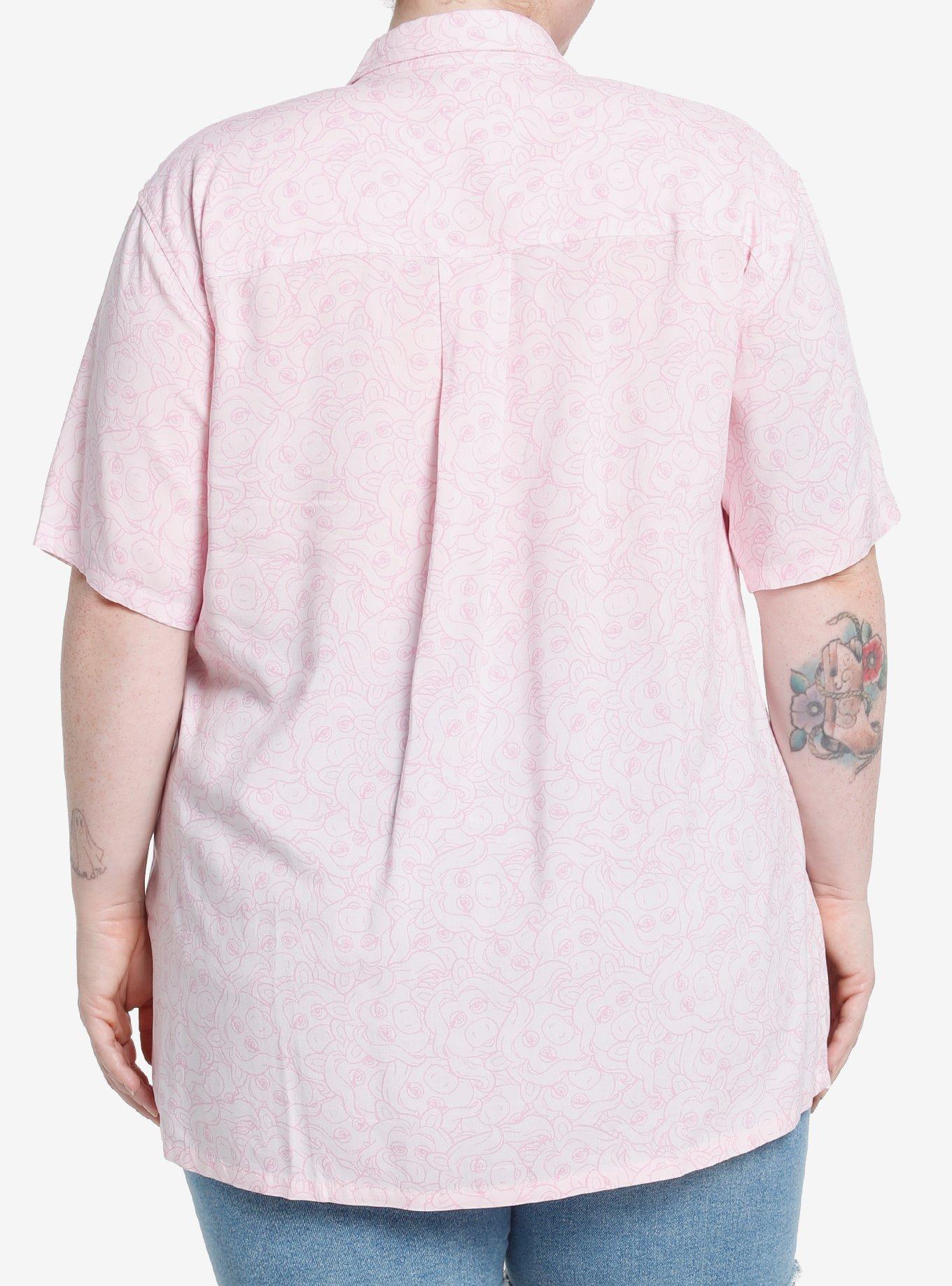 Disney The Muppets Miss Piggy Girls Oversized Woven Button-Up Plus Size, PINK, alternate