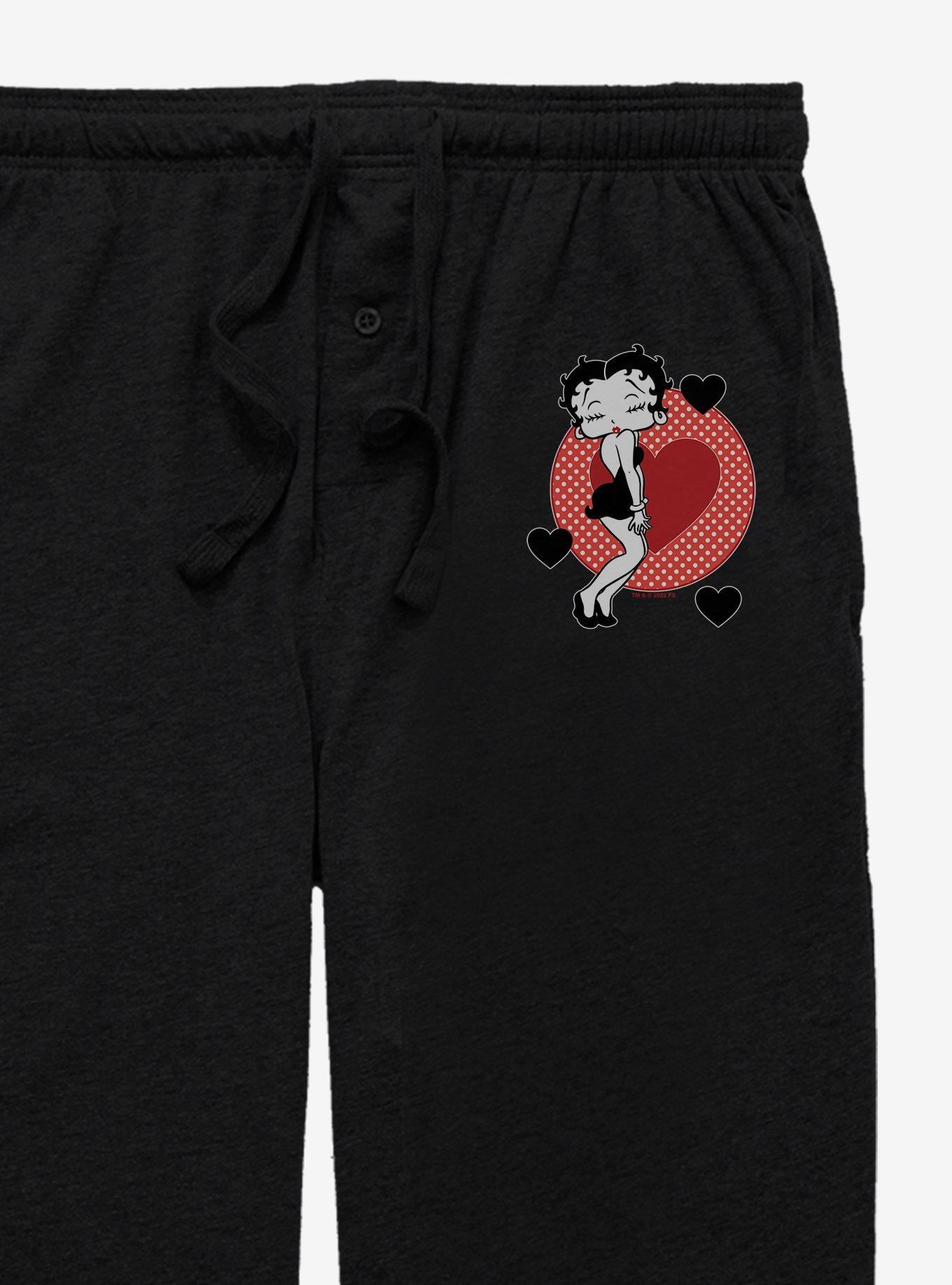 Betty Boop Kiss Hearts Pajama Pants, BLACK, alternate