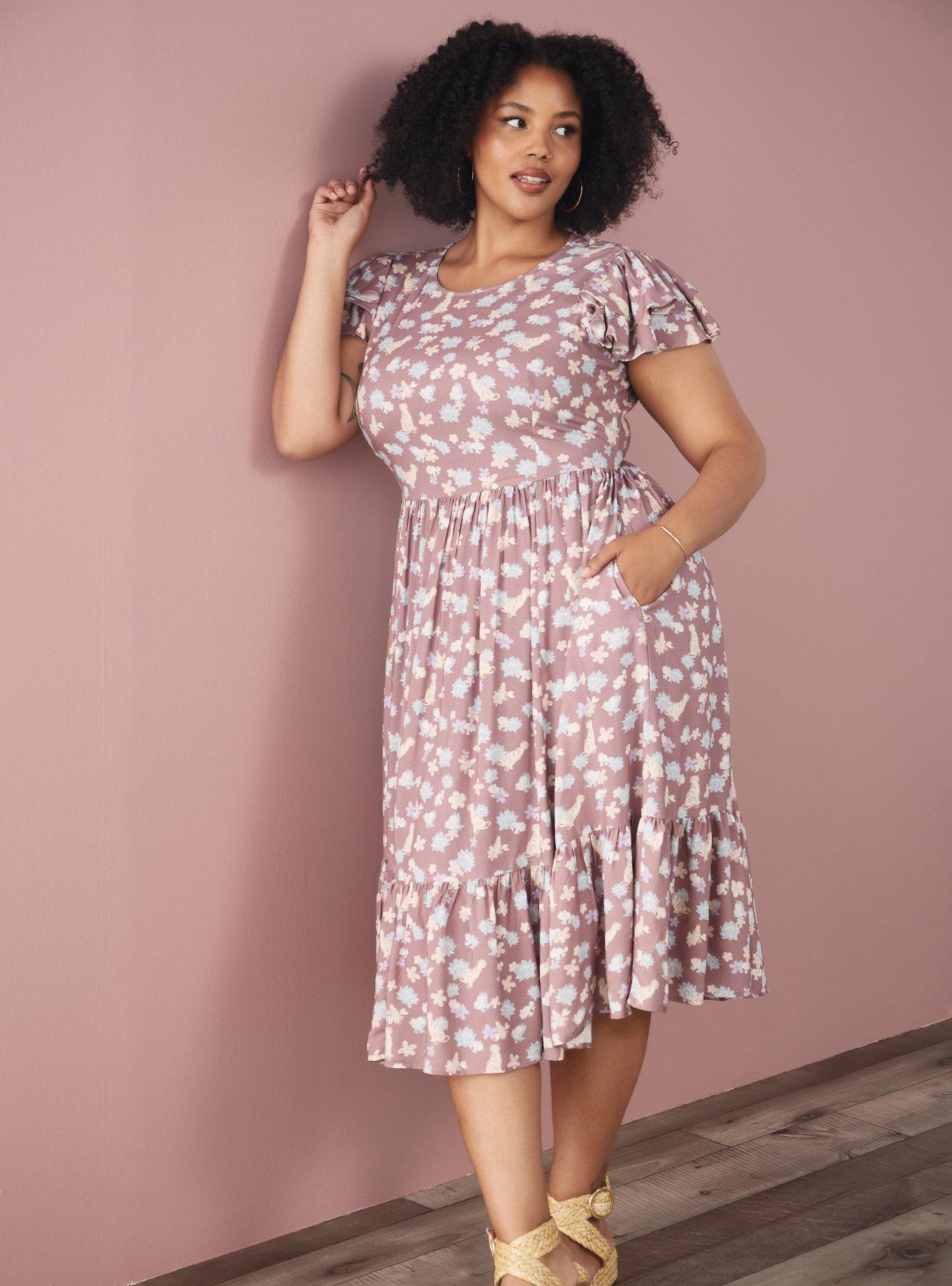 Her Universe Disney Princess Floral Sidekicks Allover Print Plus Size Dress, , hi-res