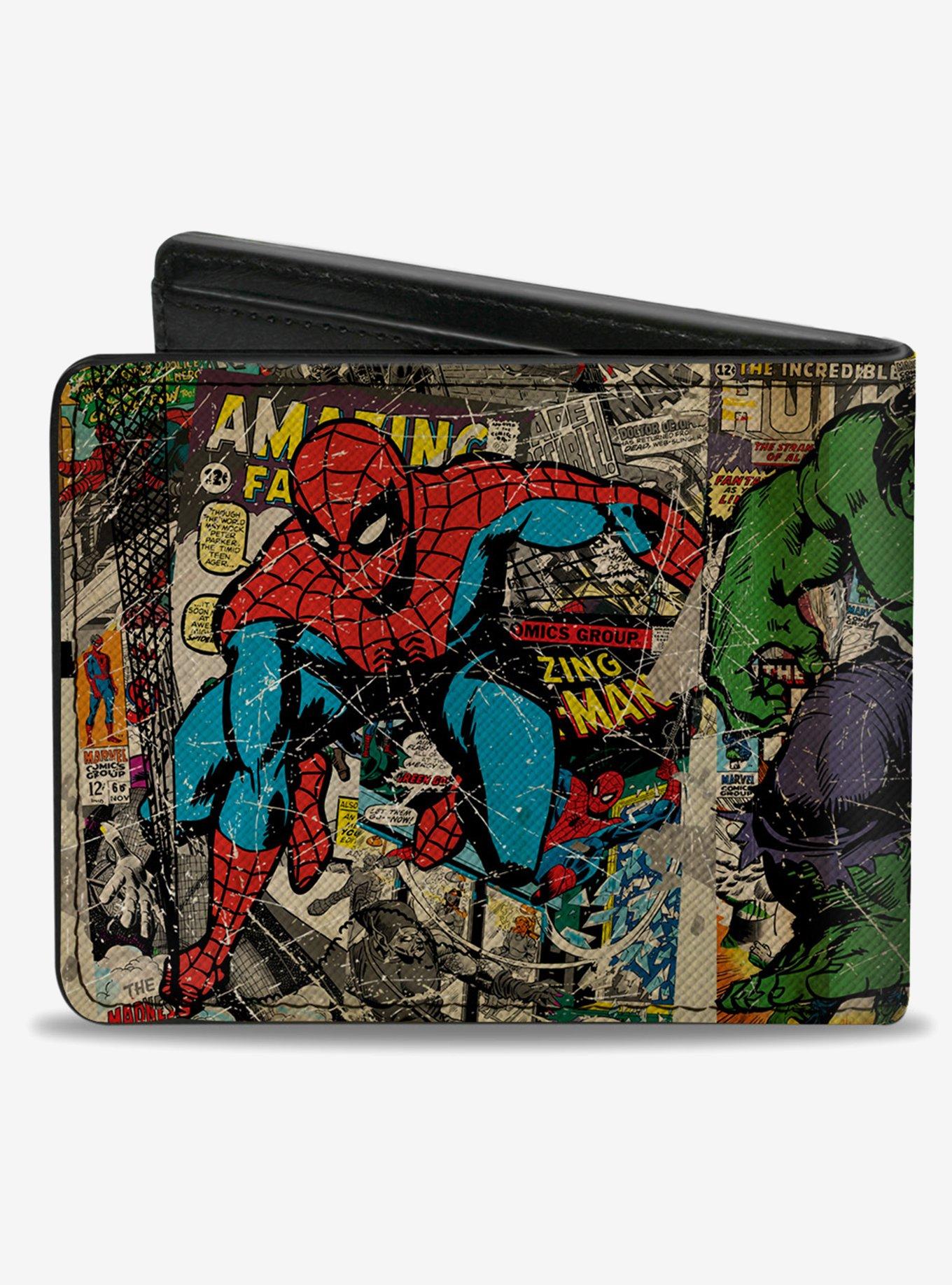 Marvel Avengers Comics Retro Avengers Group Pose With Comics Books Bifold Wallet, , alternate - view 2