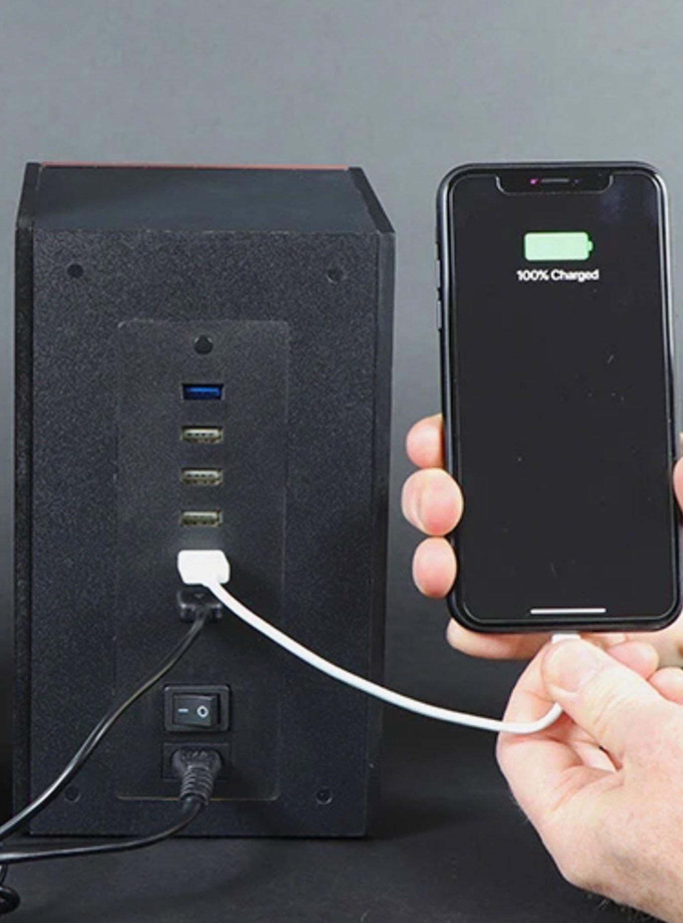 New Wave Toys USB Charging Station Wood, , alternate