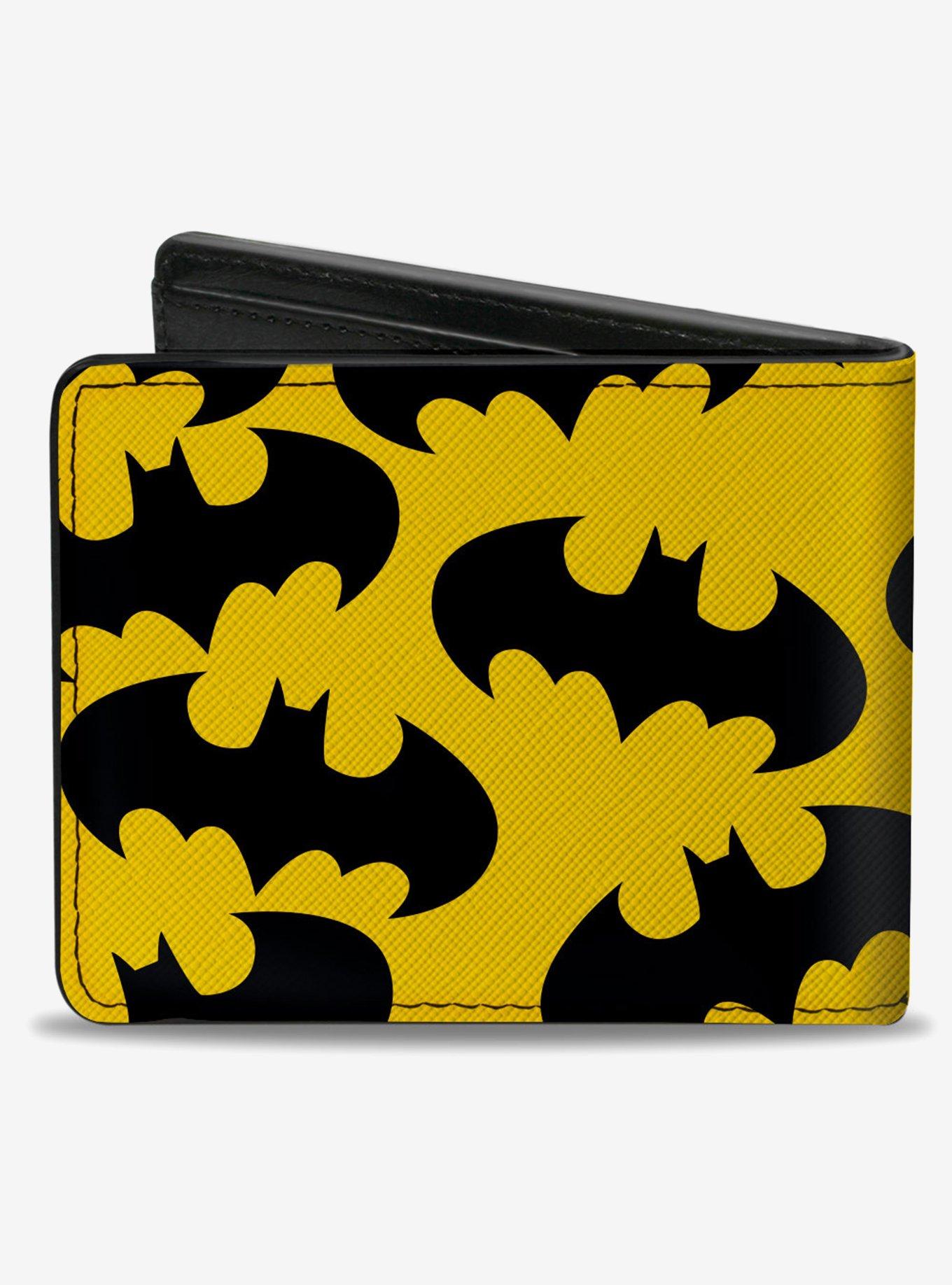 DC Comics Batman Bat Signal Scattered Yellow Black Bifold Wallet, , hi-res