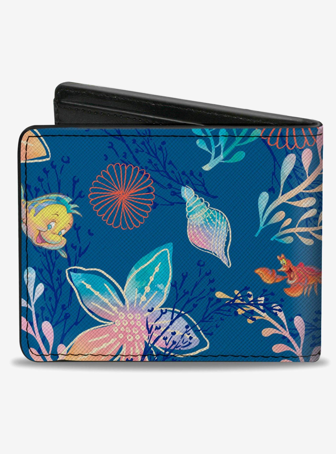 Disney The Little Mermaid Flounder And Sebastian Under The Sea Blues Bifold Wallet, , hi-res