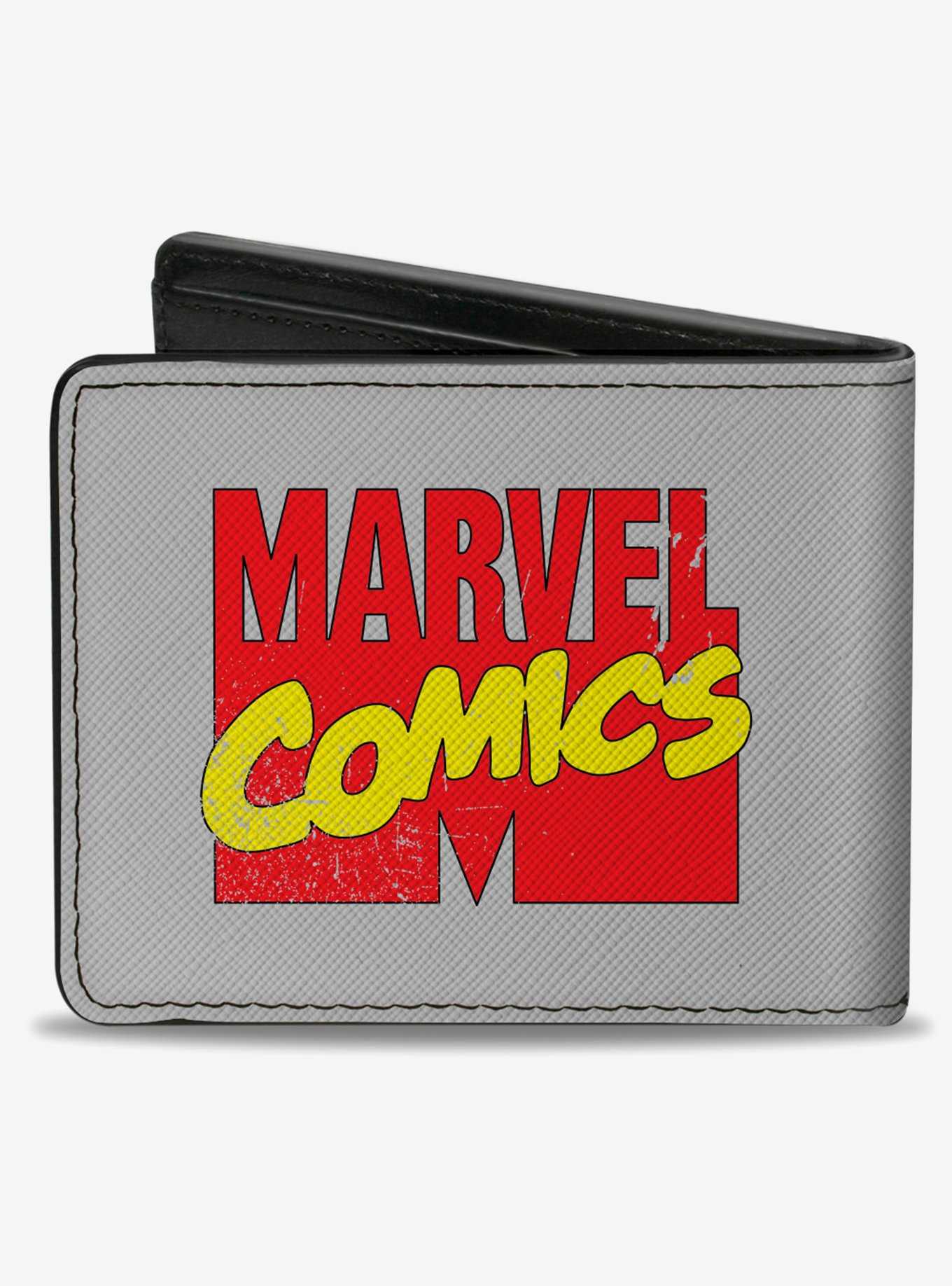 Marvel Avengers Retro Marvel Comics Superhero Pose Blocks And Title Logo Bifold Wallet, , hi-res