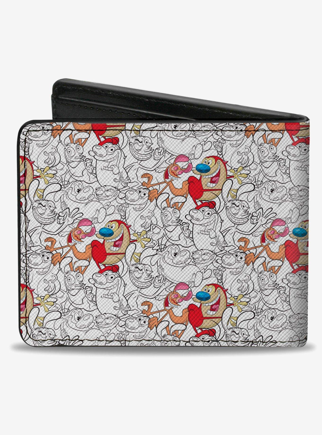 The Ren & Stimpy Show Poses Collage Outline Bifold Wallet, , hi-res