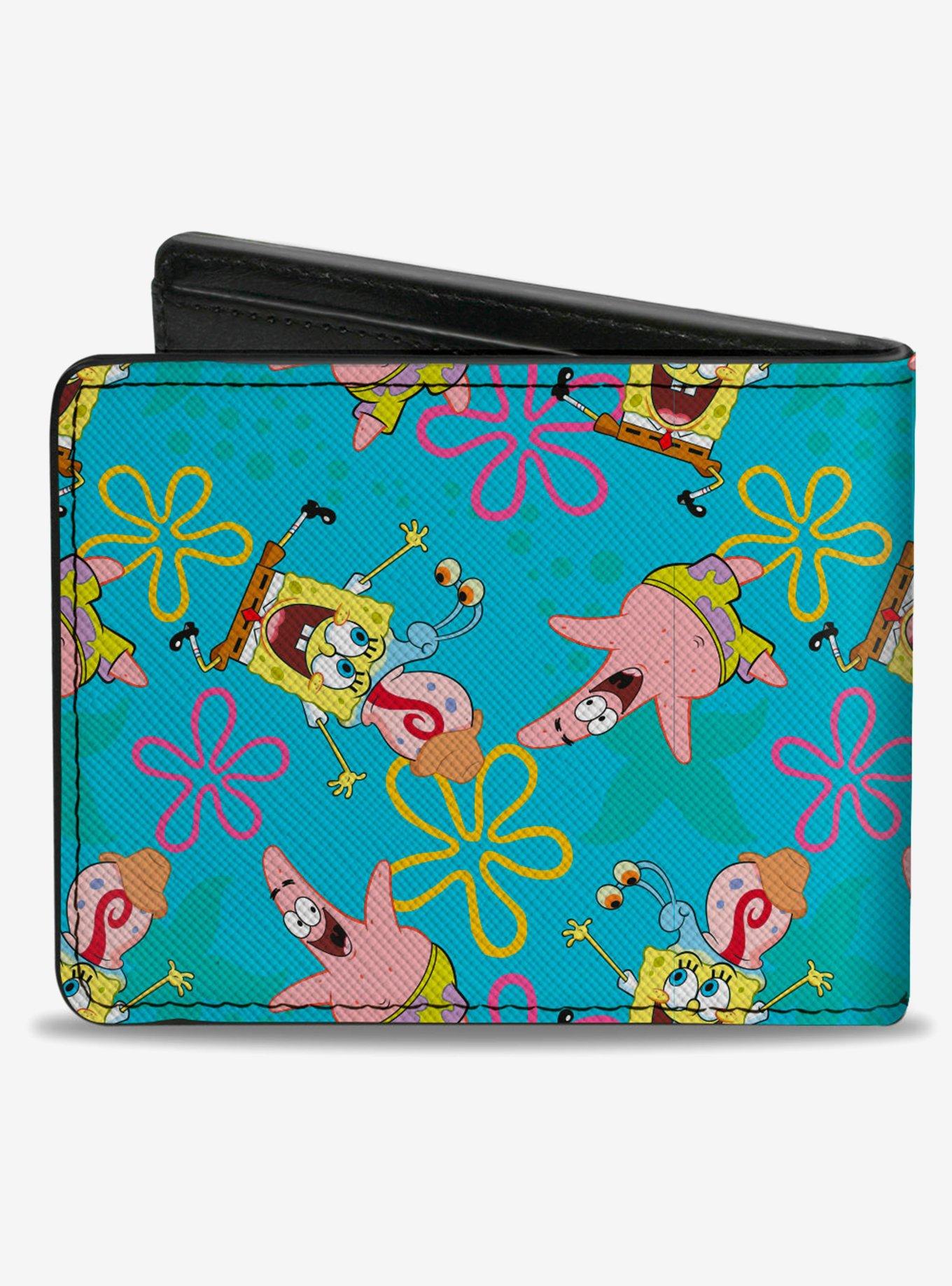 Spongebob Squarepants Patrick And Gary Joy Poses And Flowers Bifold Wallet, , hi-res