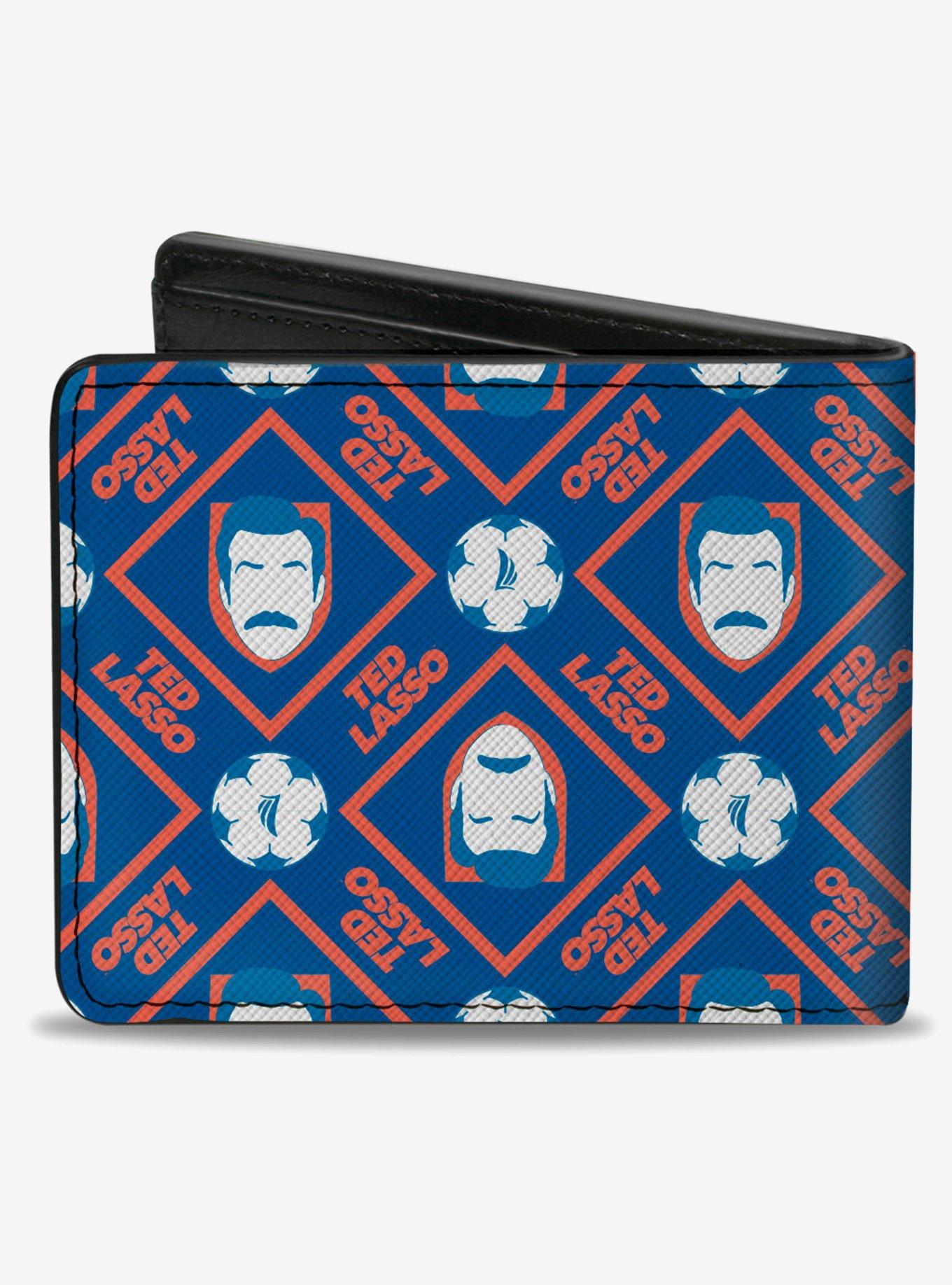 Ted Lasso Text With Icon And Soccer Ball Pattern Bifold Wallet, , hi-res