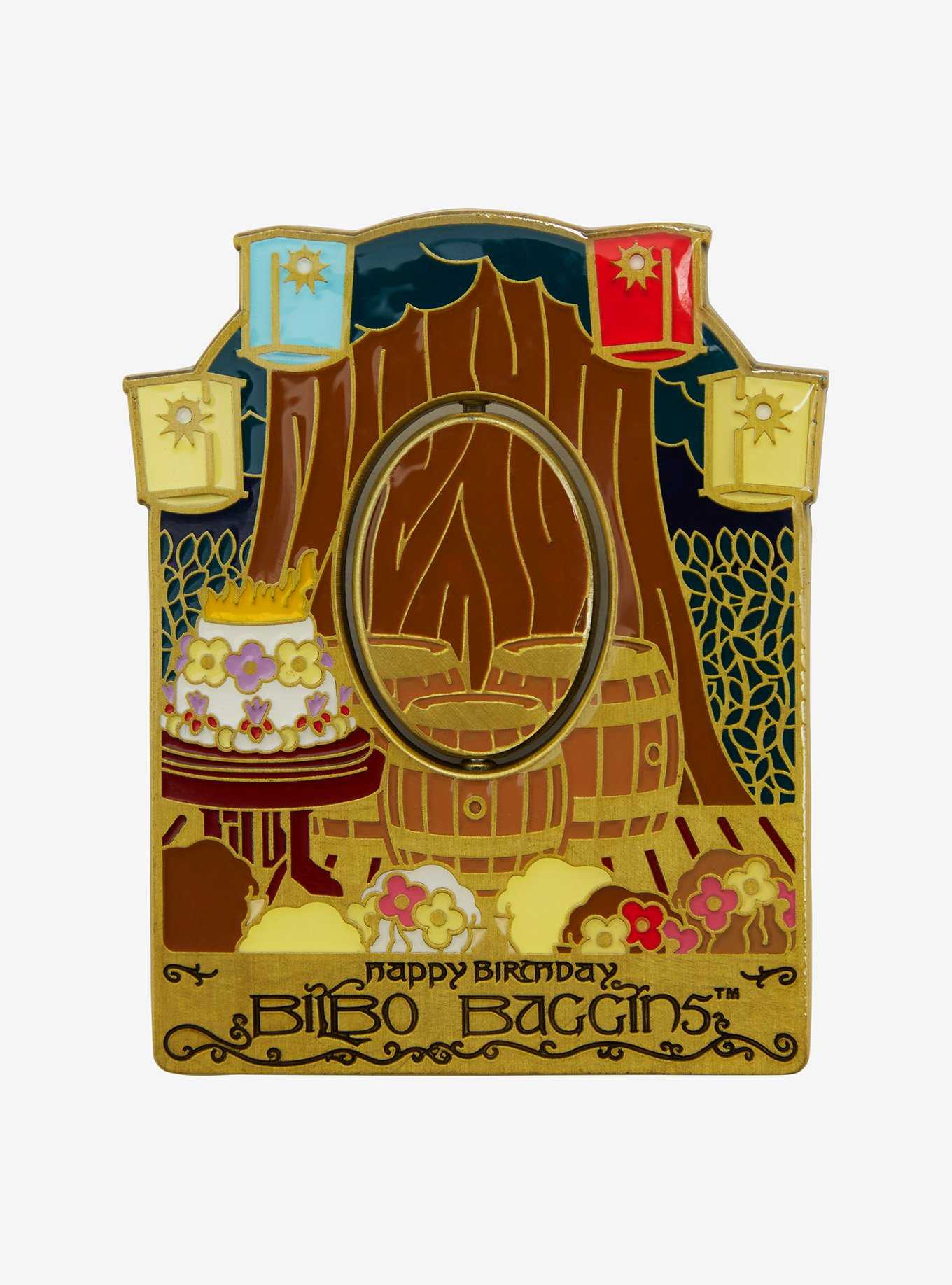 The Lord of the Rings Bilbo Baggins Birthday Spinning Enamel Pin - BoxLunch Exclusive, , hi-res