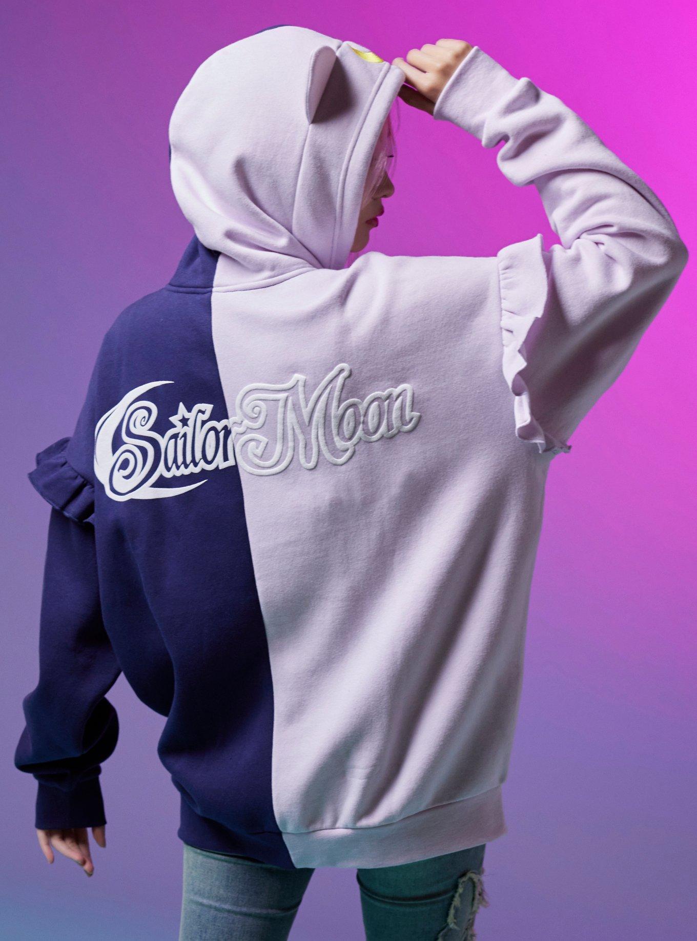 Pretty Guardian Sailor Moon Luna & Artemis Split Girls Hoodie, MULTI, alternate