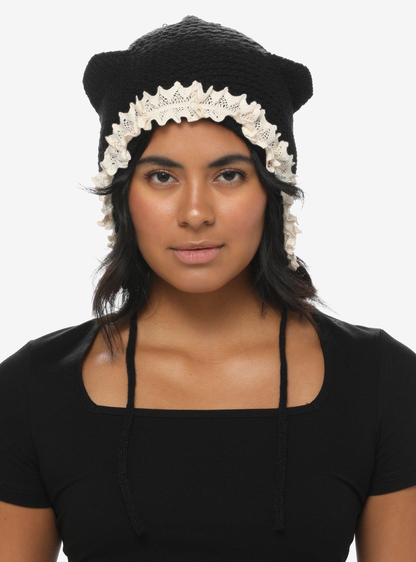 Black Lamb Knit Bonnet, , alternate