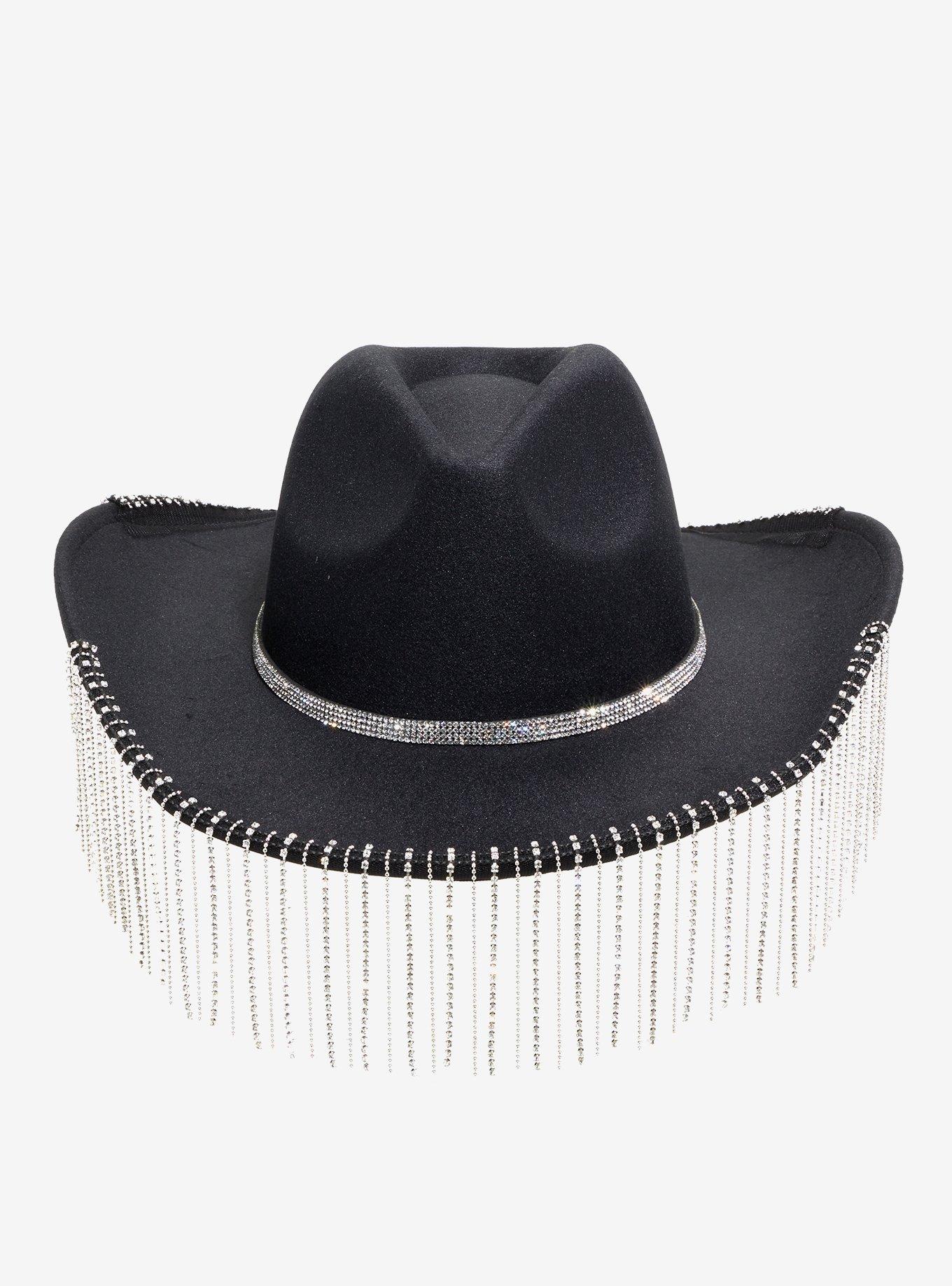 Black Rhinestone Fringe Cowboy Hat